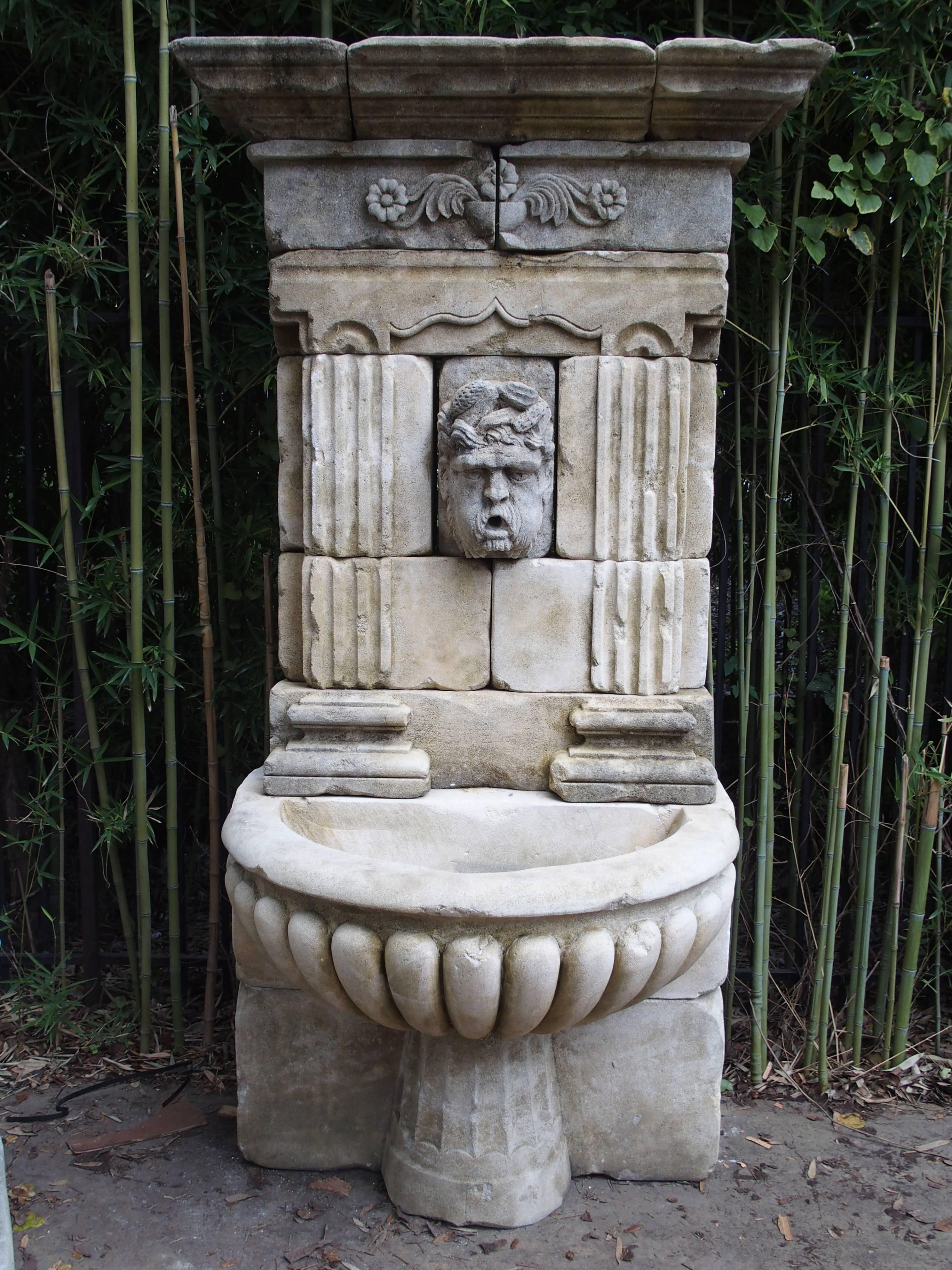 Large Carved Limestone Wall Fountain from France 4