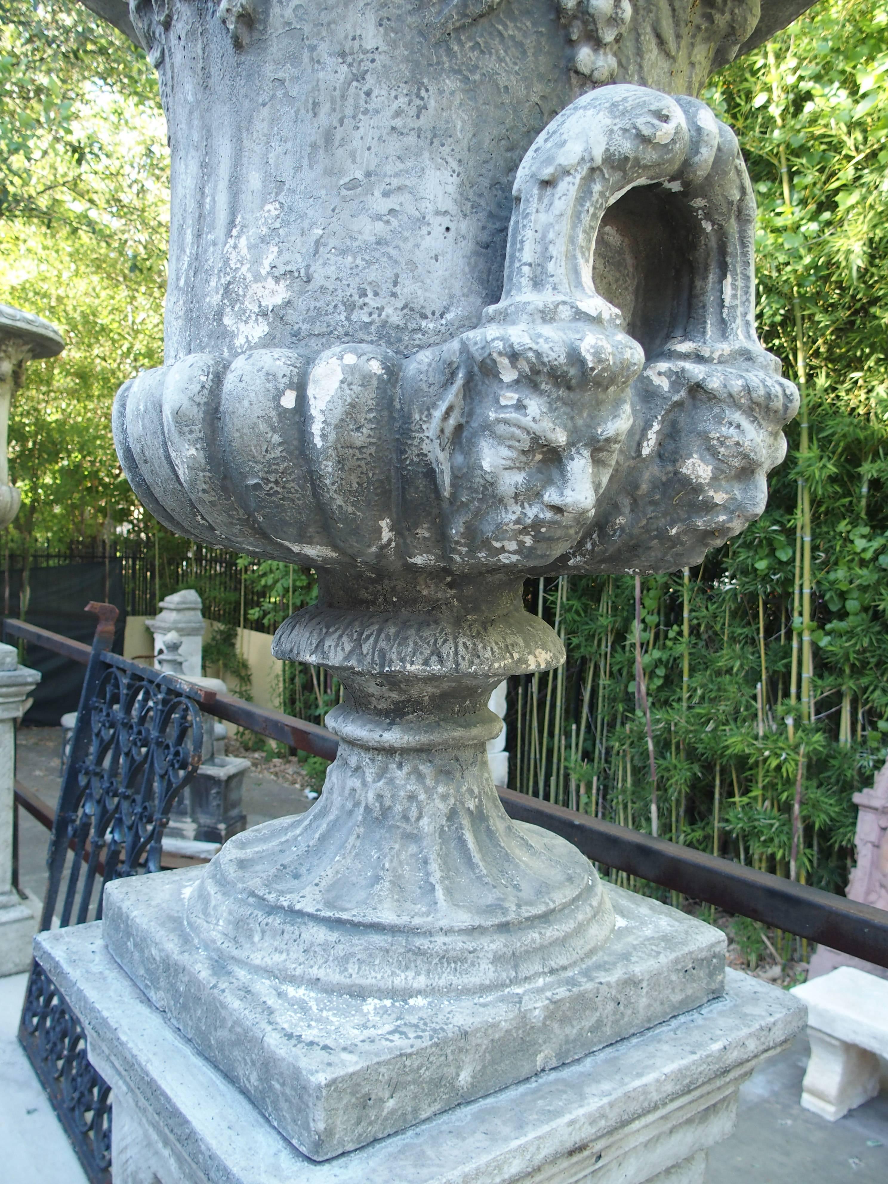 Pair of Large Medici Style Urns on Pedestals from France 2