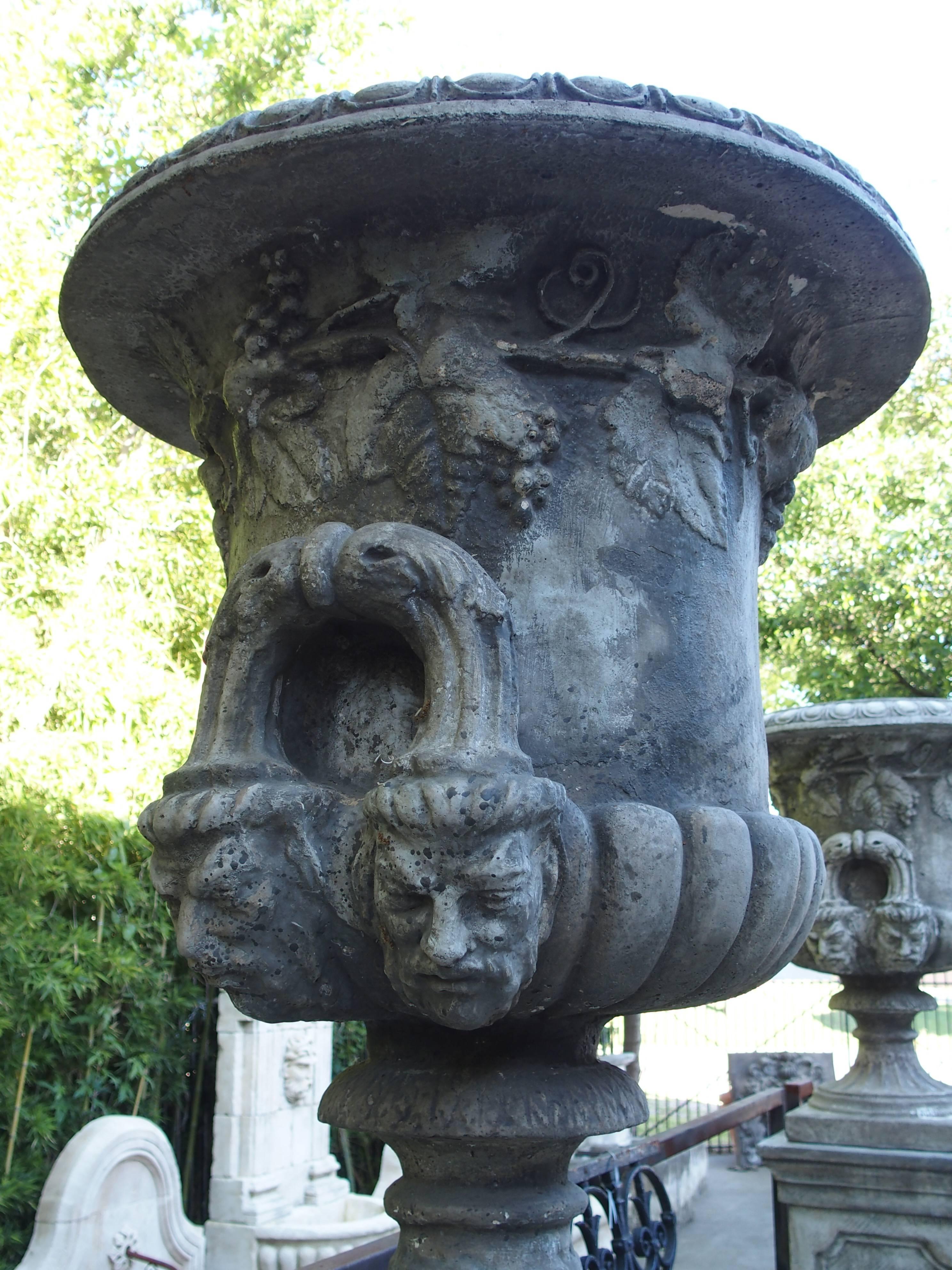 Pair of Large Medici Style Urns on Pedestals from France In Good Condition In Dallas, TX