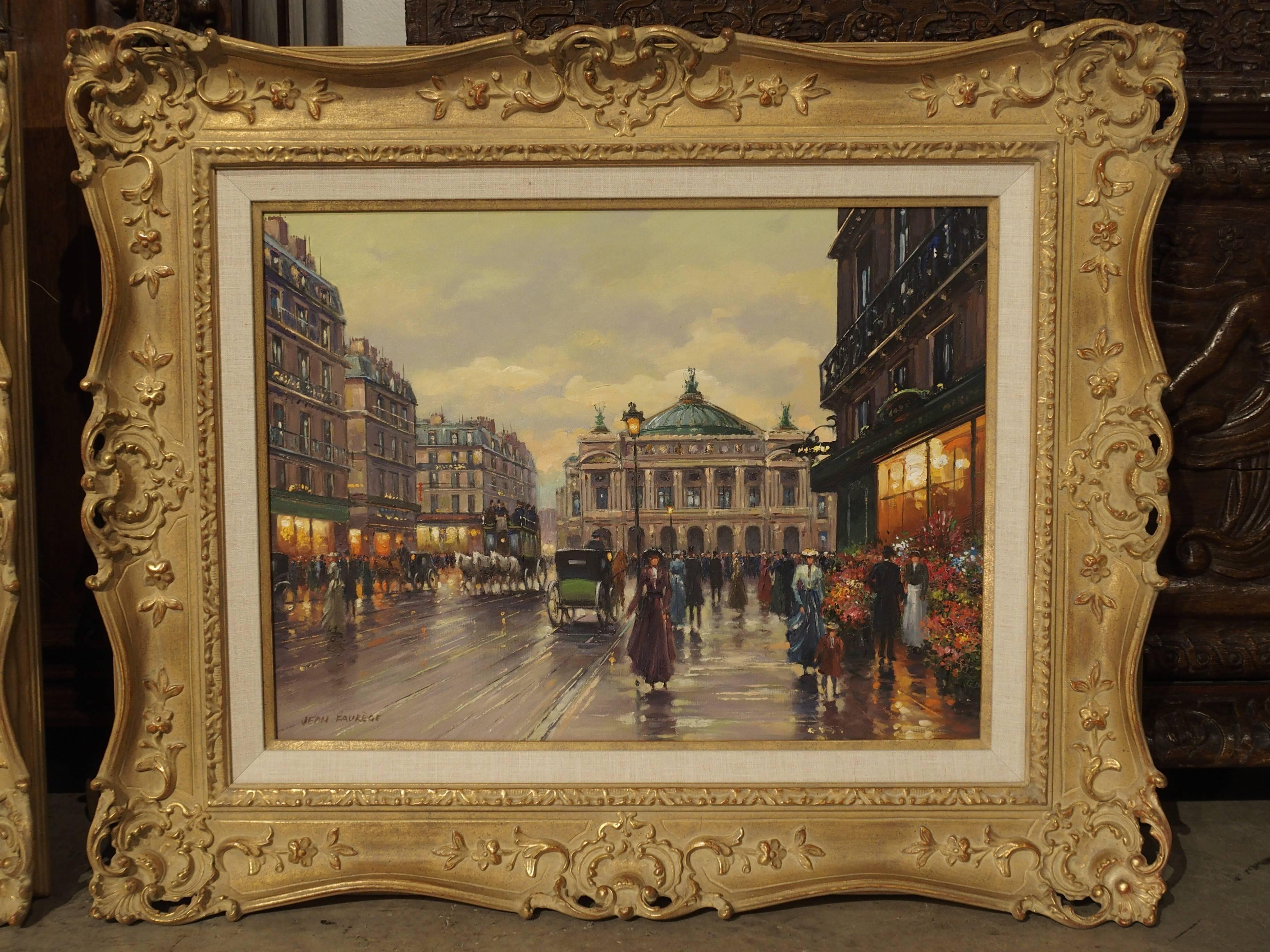 Français Paire de peintures de scènes de rue parisiennes:: années 1900