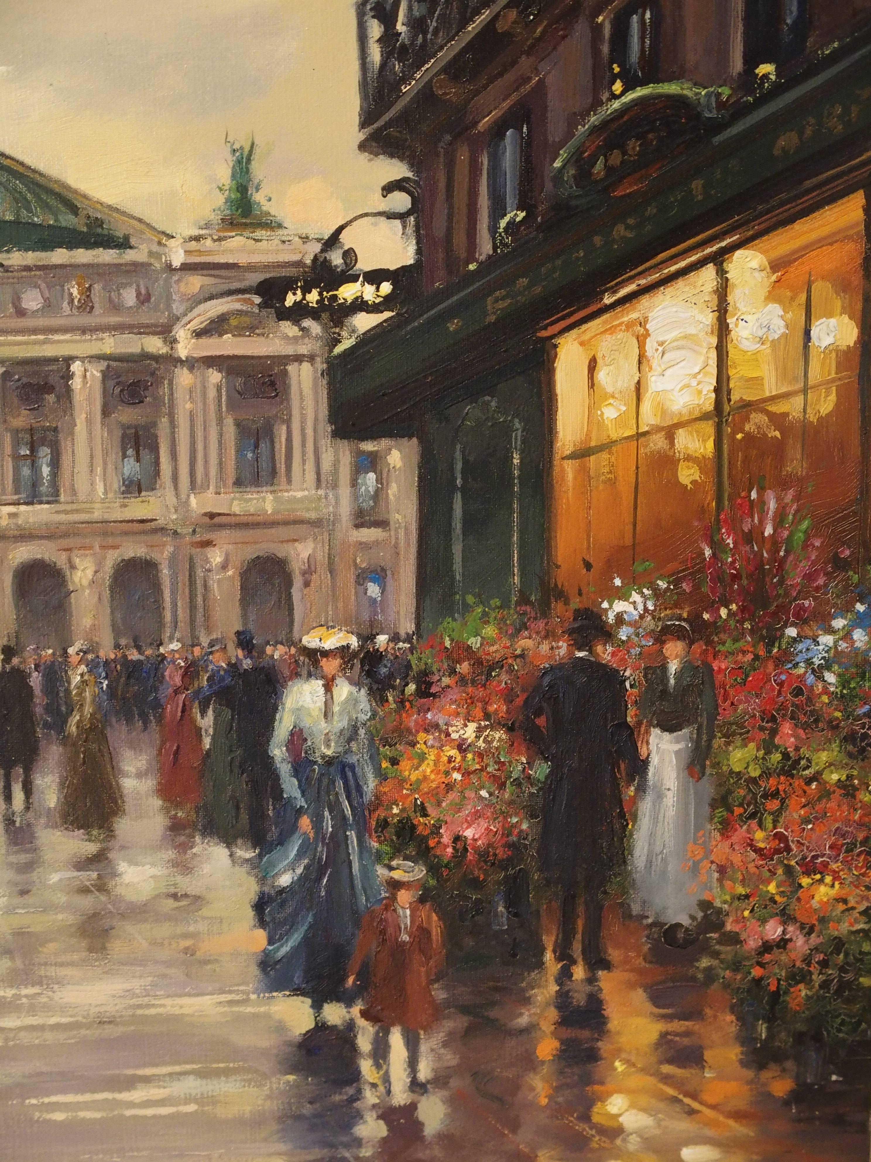20ième siècle Paire de peintures de scènes de rue parisiennes:: années 1900