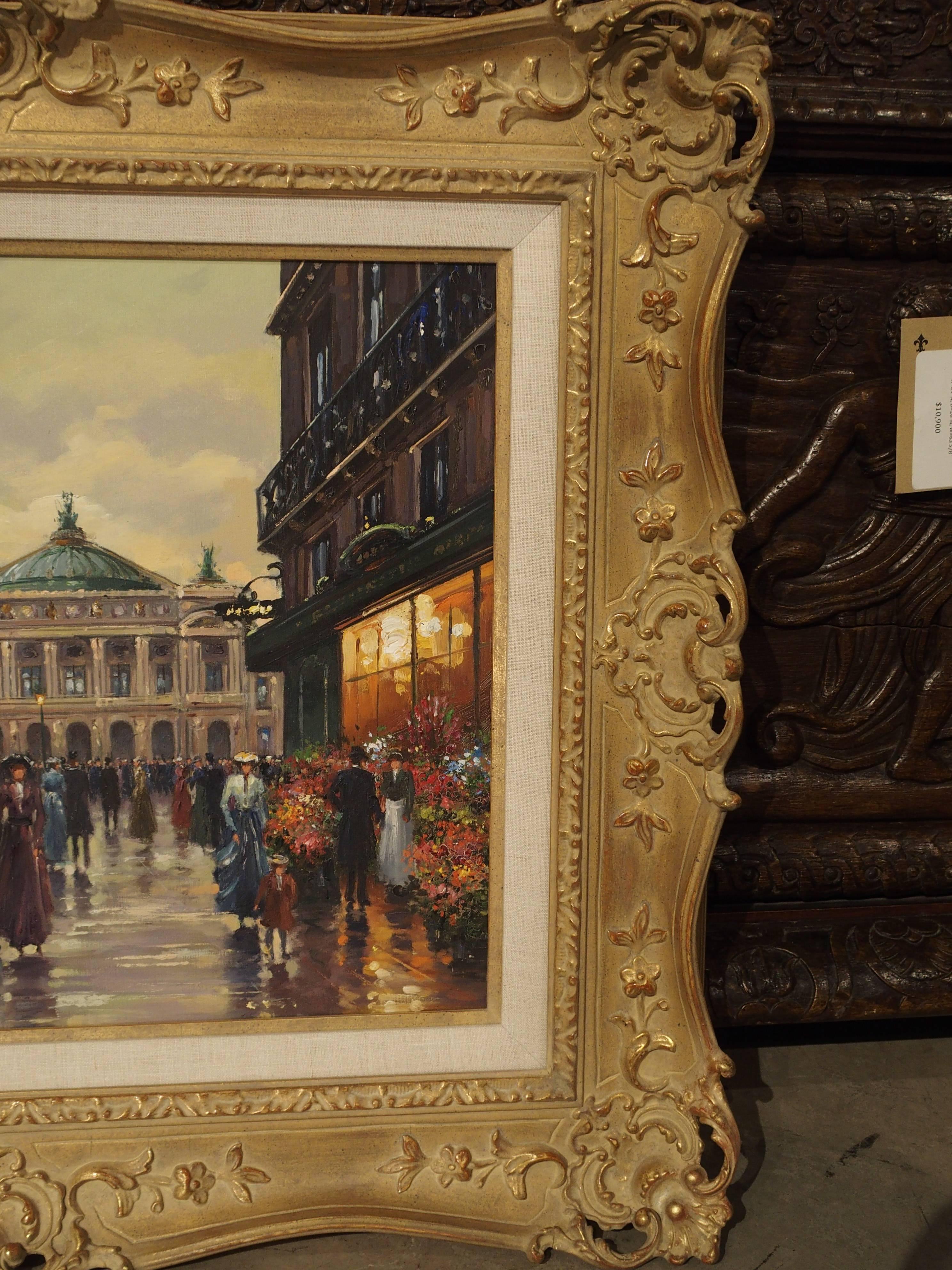 20th Century Pair of Parisian Street Scene Paintings, 1900s