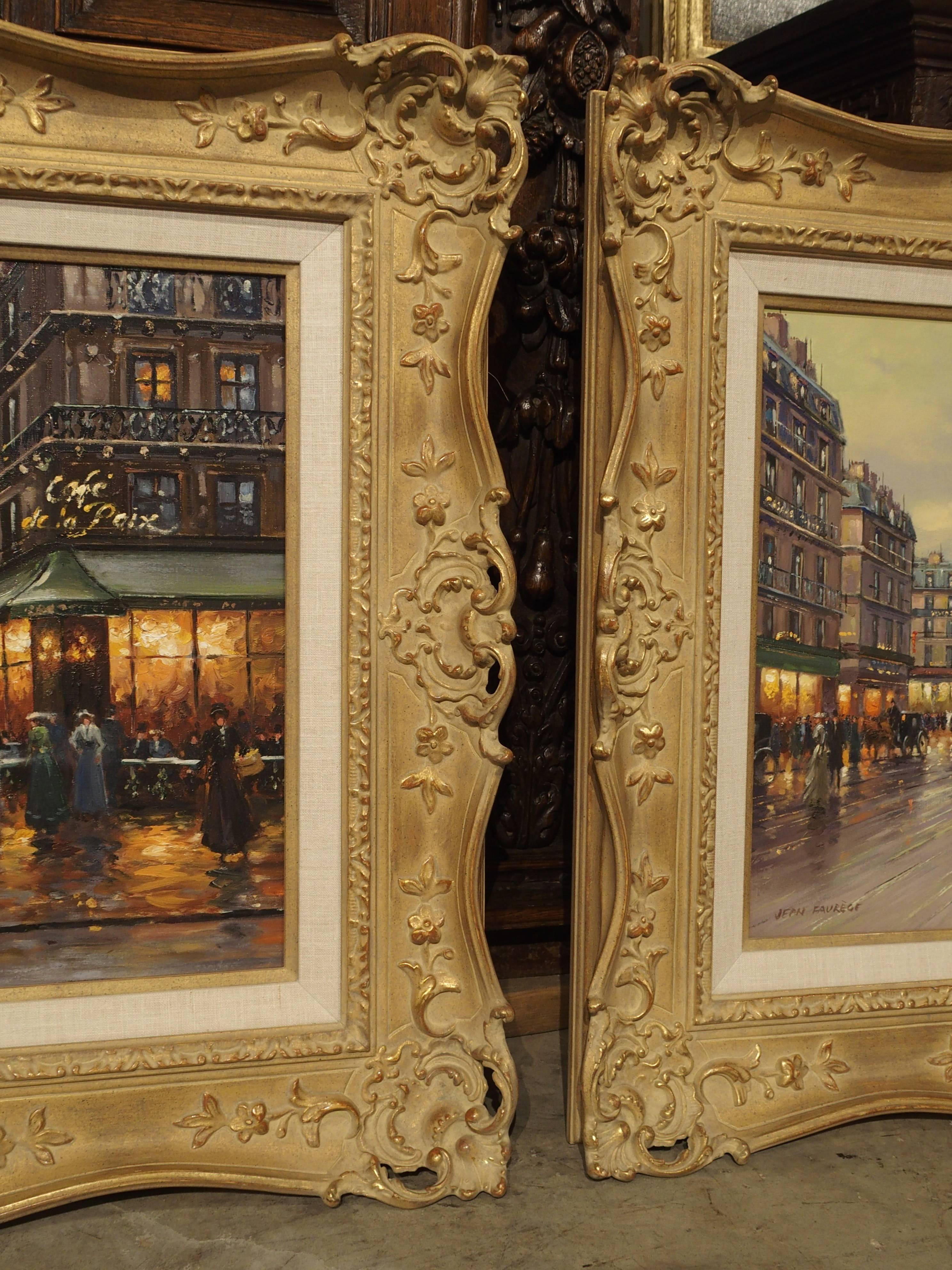 Canvas Pair of Parisian Street Scene Paintings, 1900s