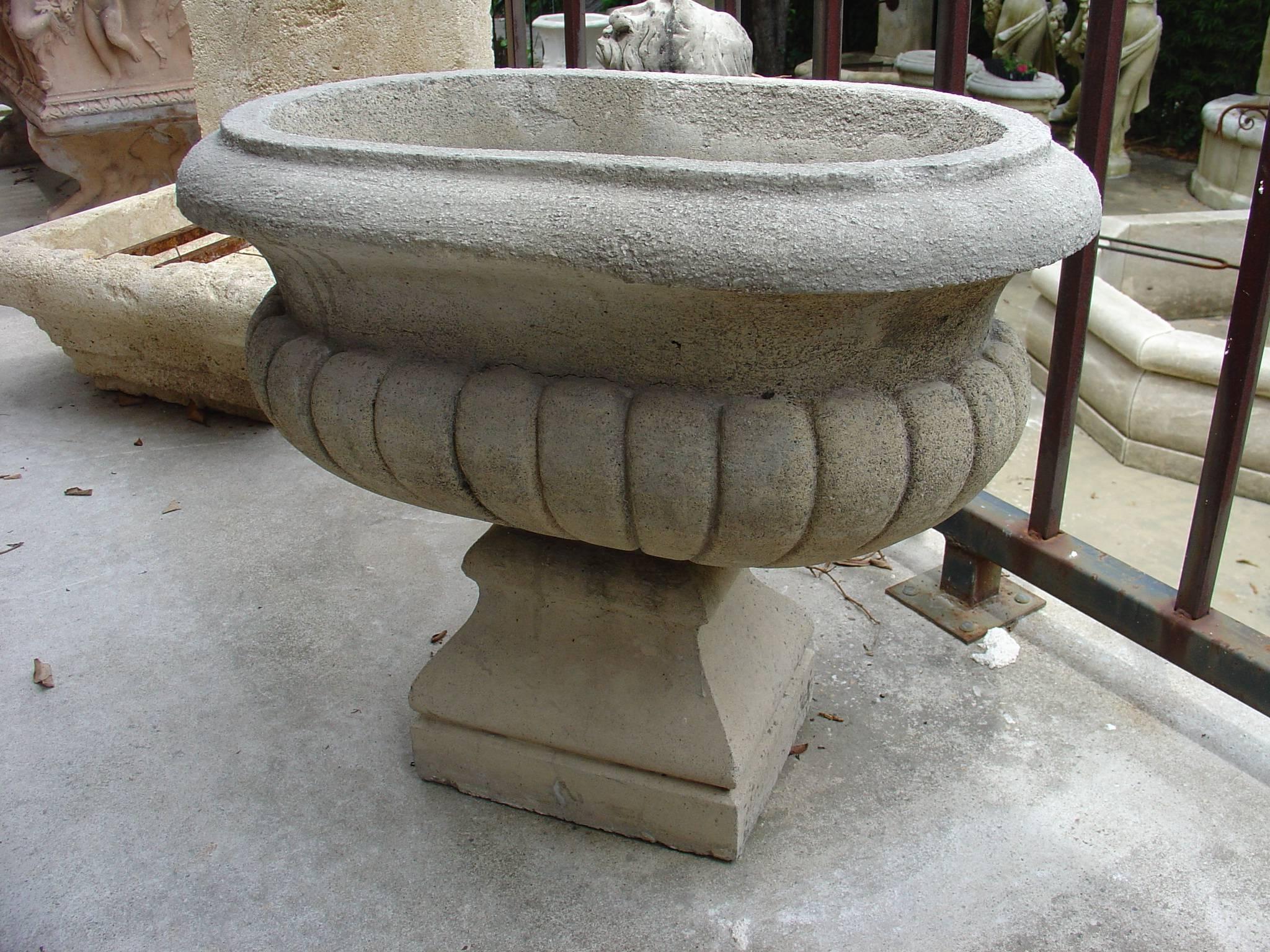 French Early 1900s Reconstituted Stone Urn from France