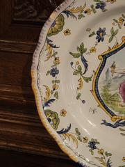 Hand-Painted French Faience 18th Century Reproduction Plate, Mid-1900s