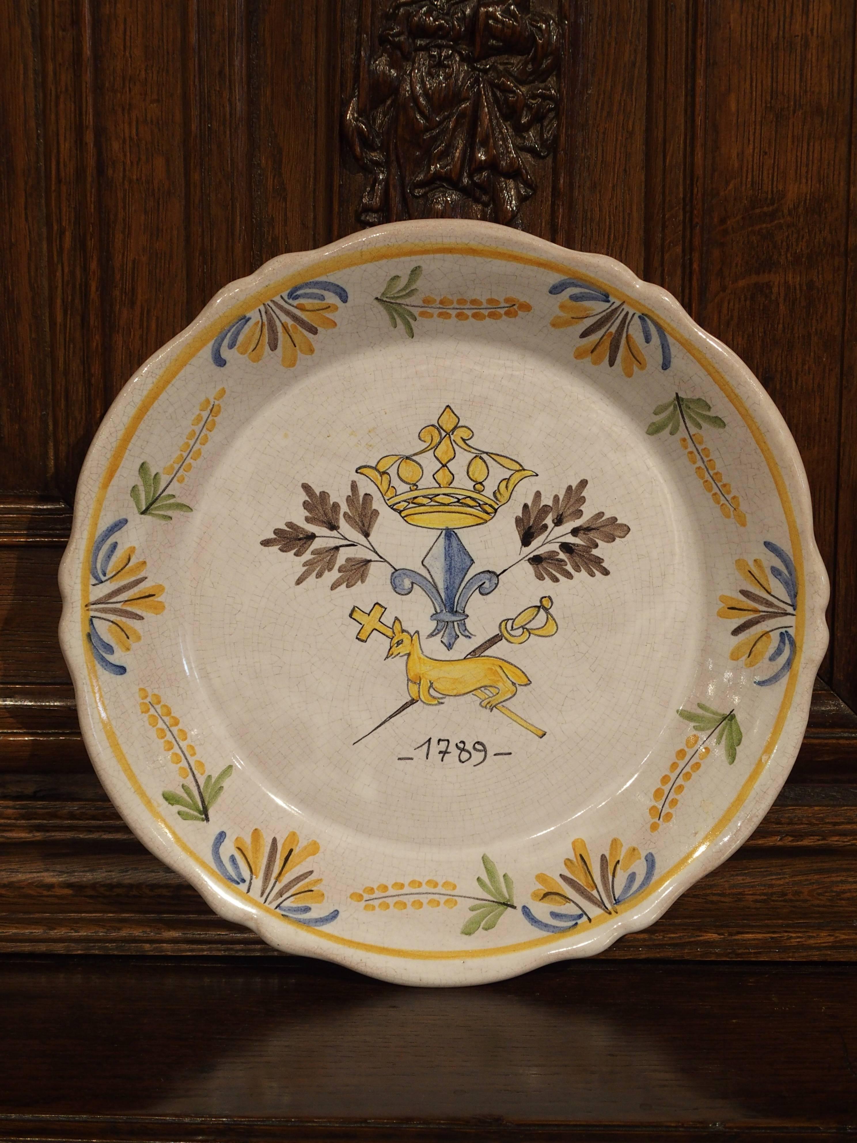 Hand-Painted French Faience, 18th Century Reproduction Plate, Mid-1900s 3