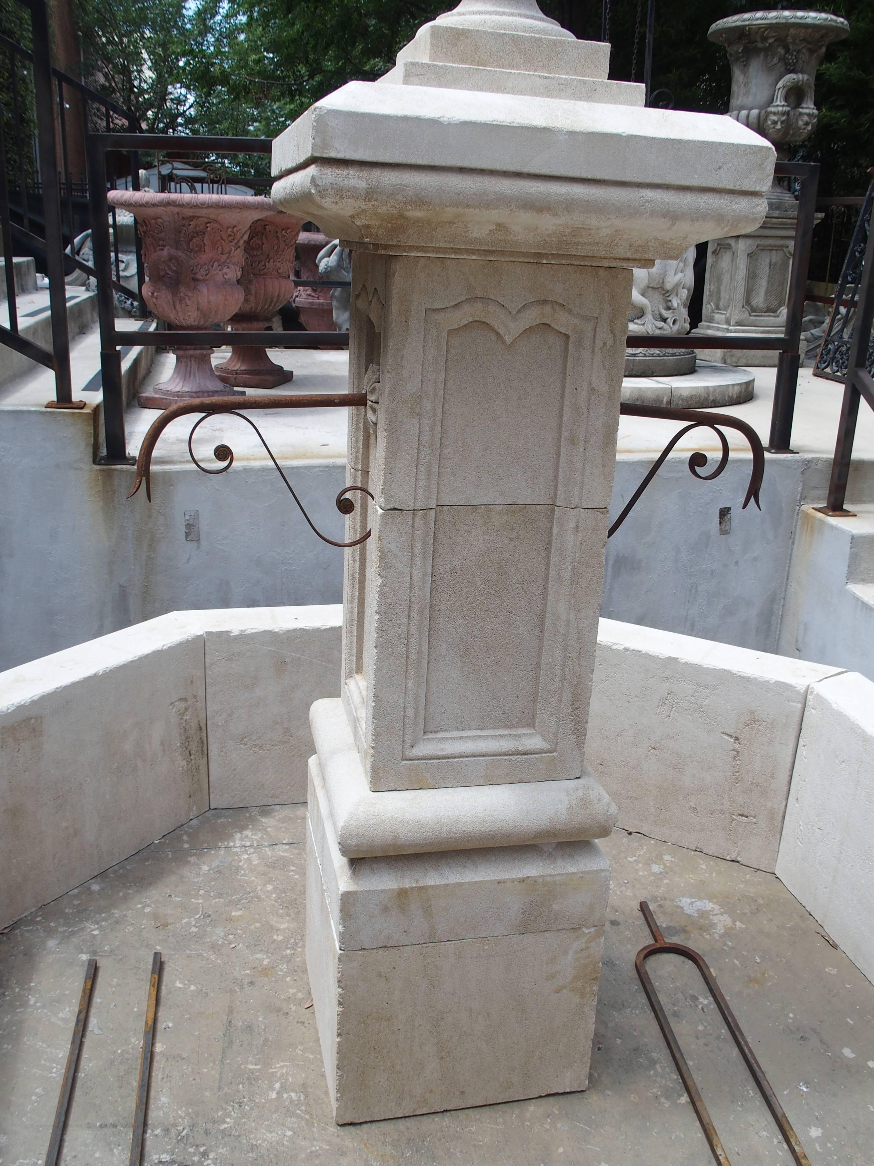 French Carved Octagonal Limestone Centre Fountain from Provence