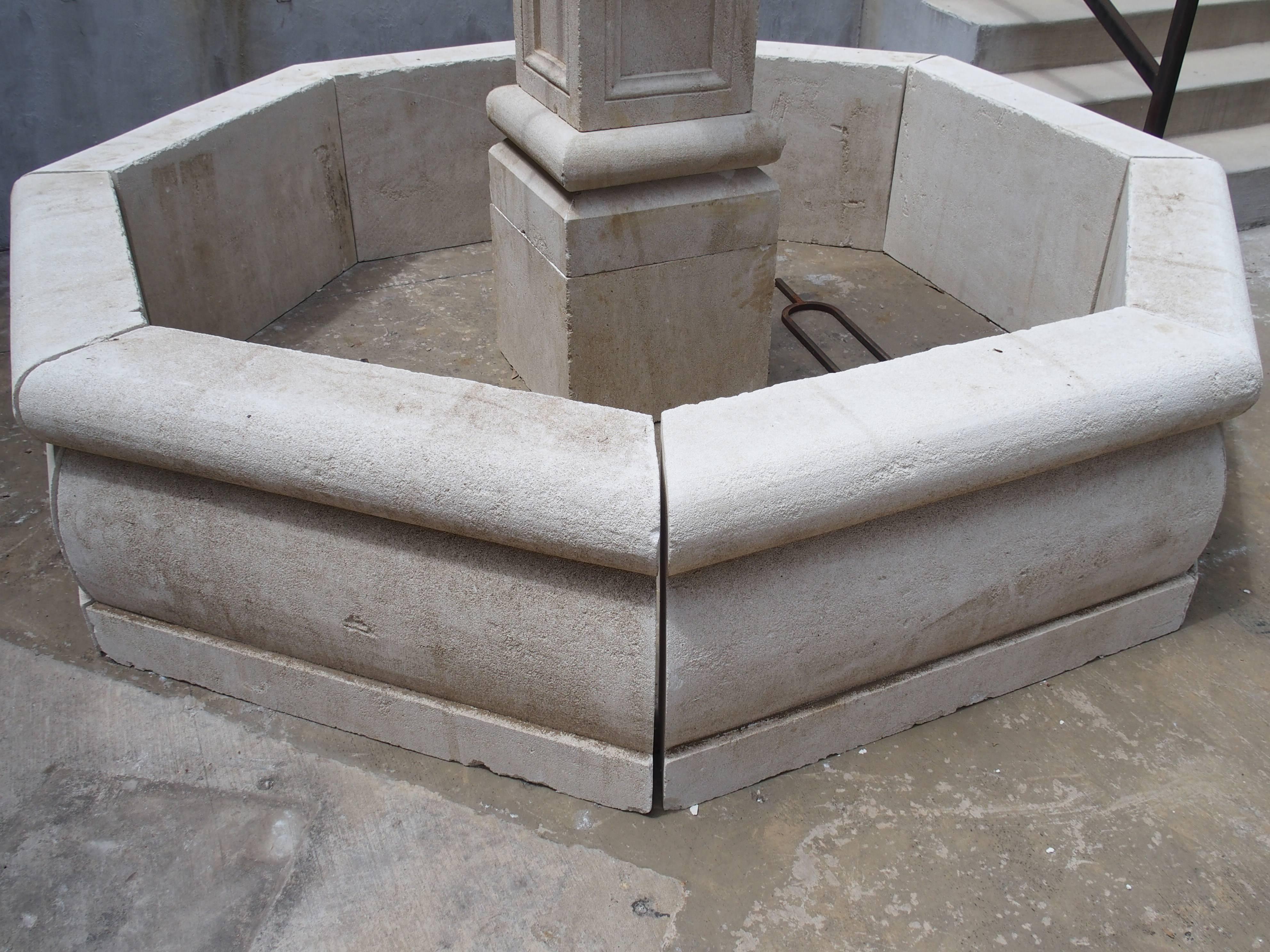 Carved Octagonal Limestone Centre Fountain from Provence 2