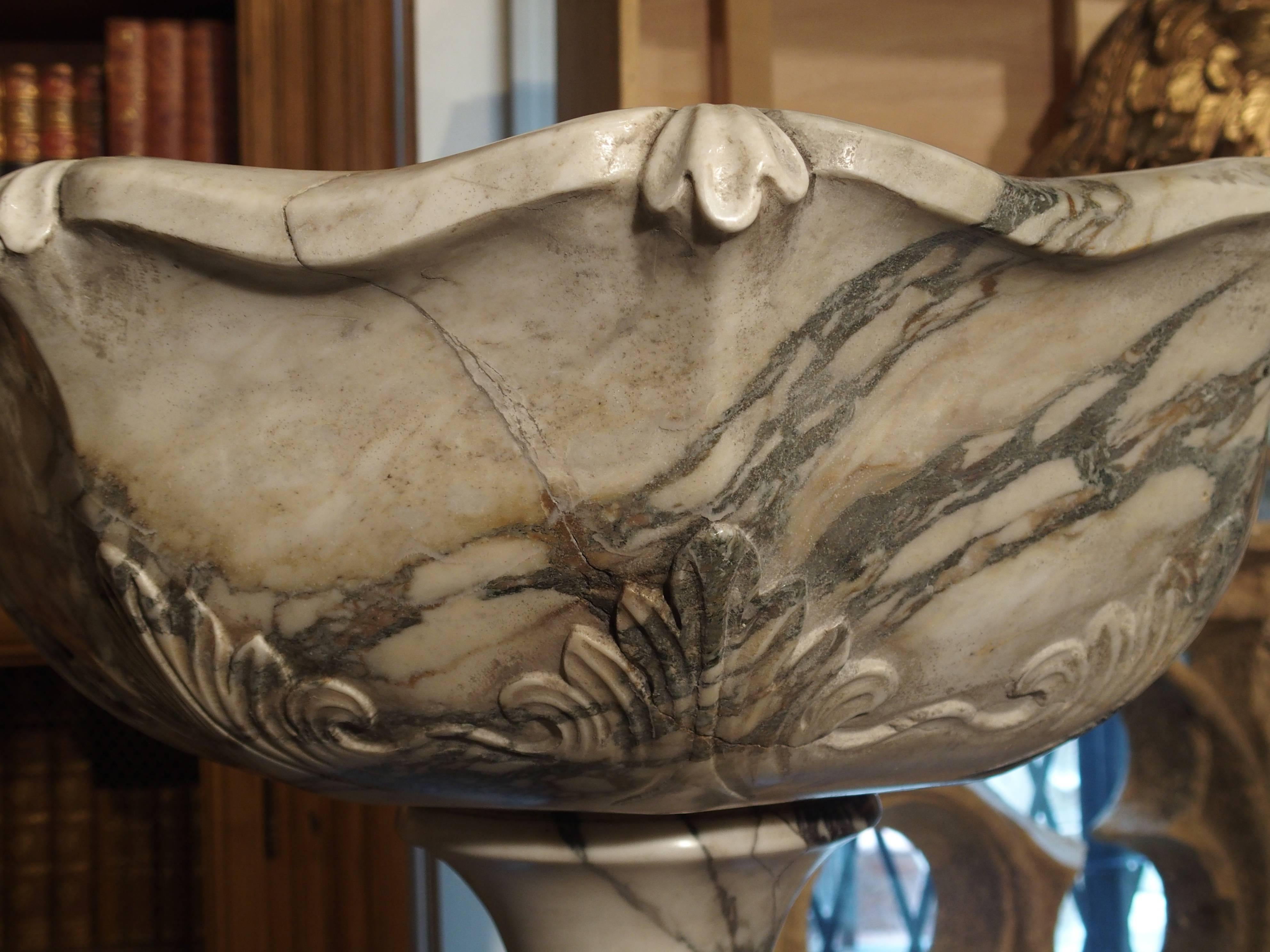 20th Century Elegant Calacatta Venato Marble Font from Italy