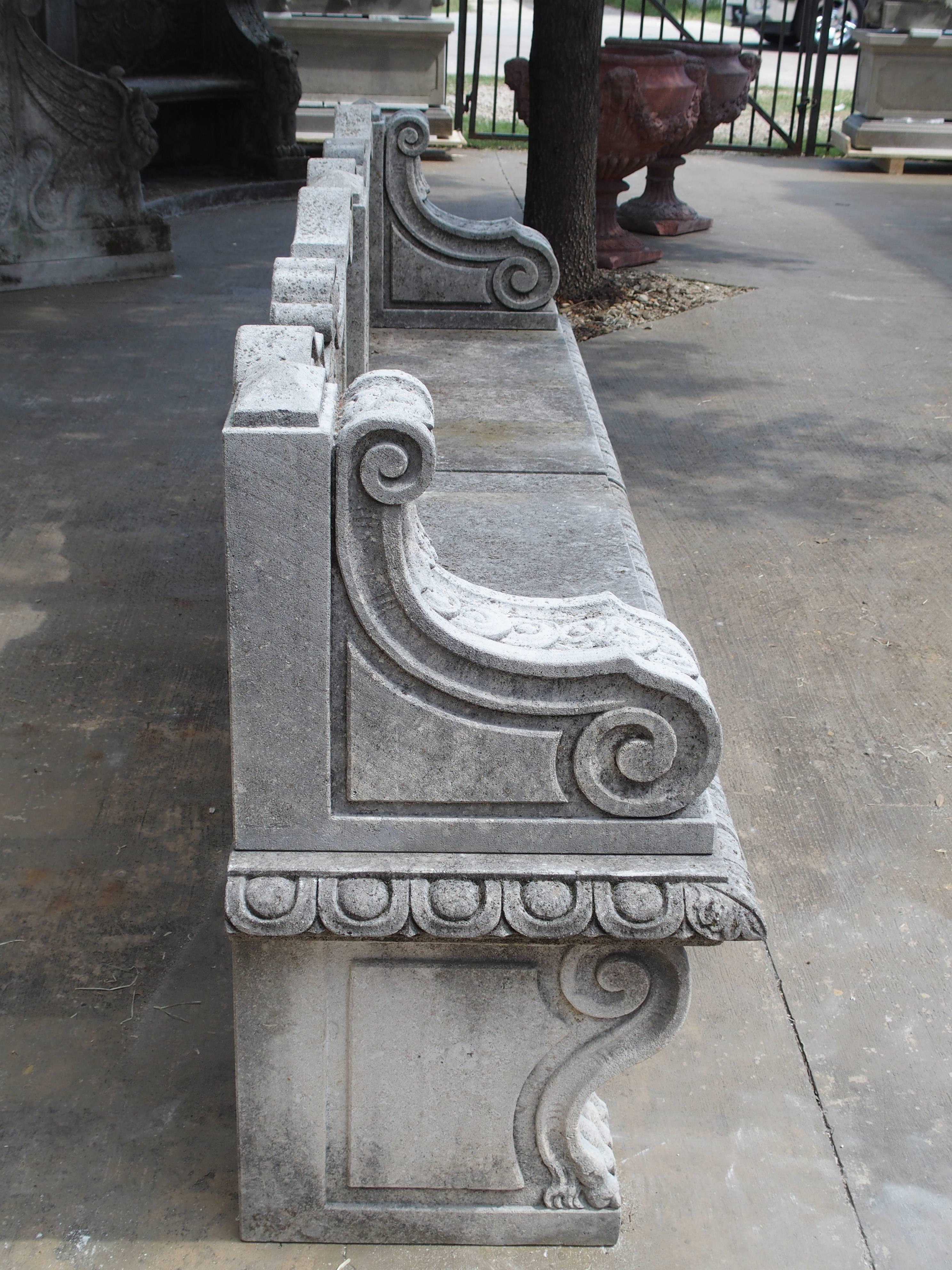 Carved Limestone Garden Bench from Northern Italy 2