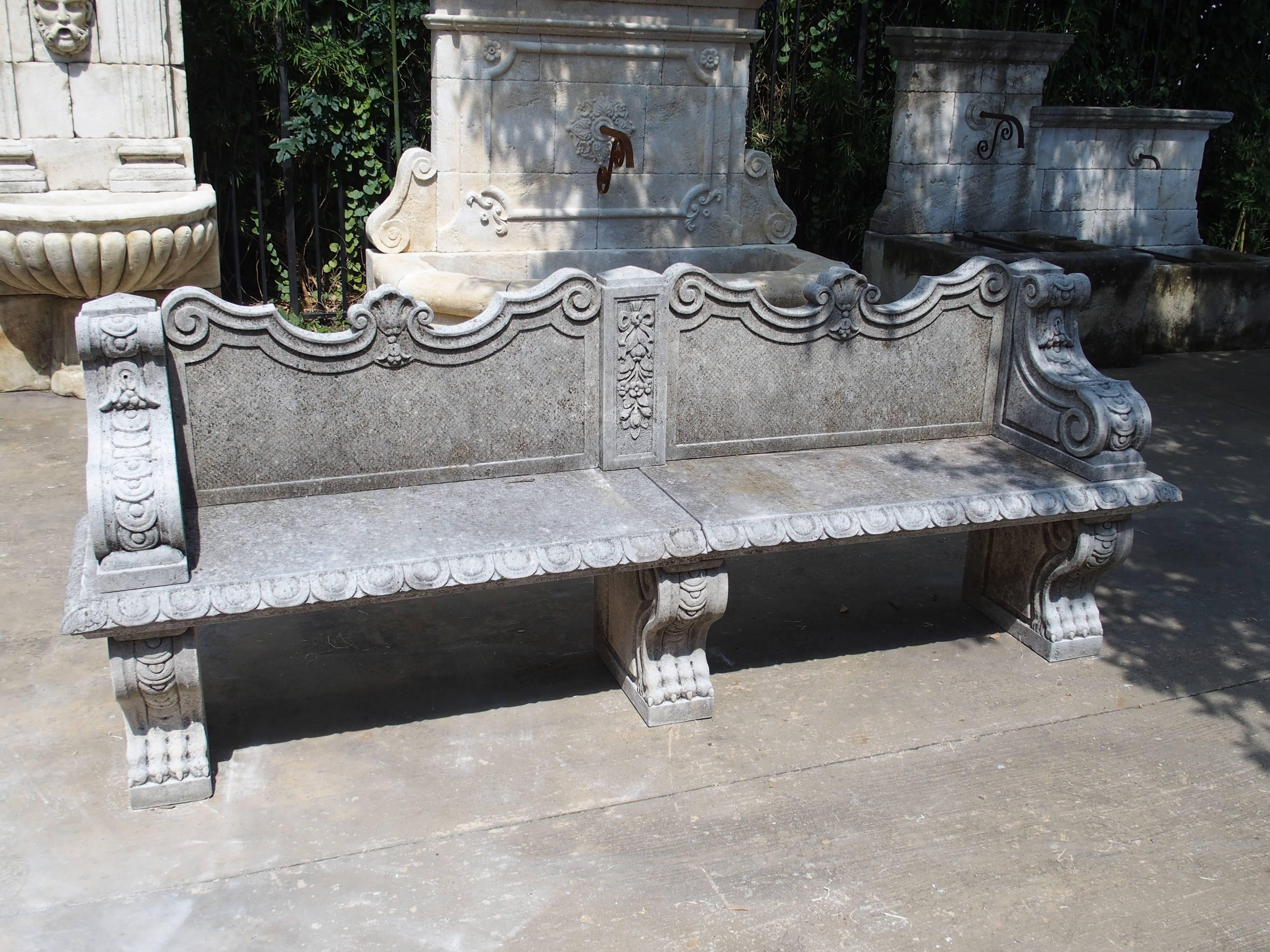 Carved Limestone Garden Bench from Northern Italy 3