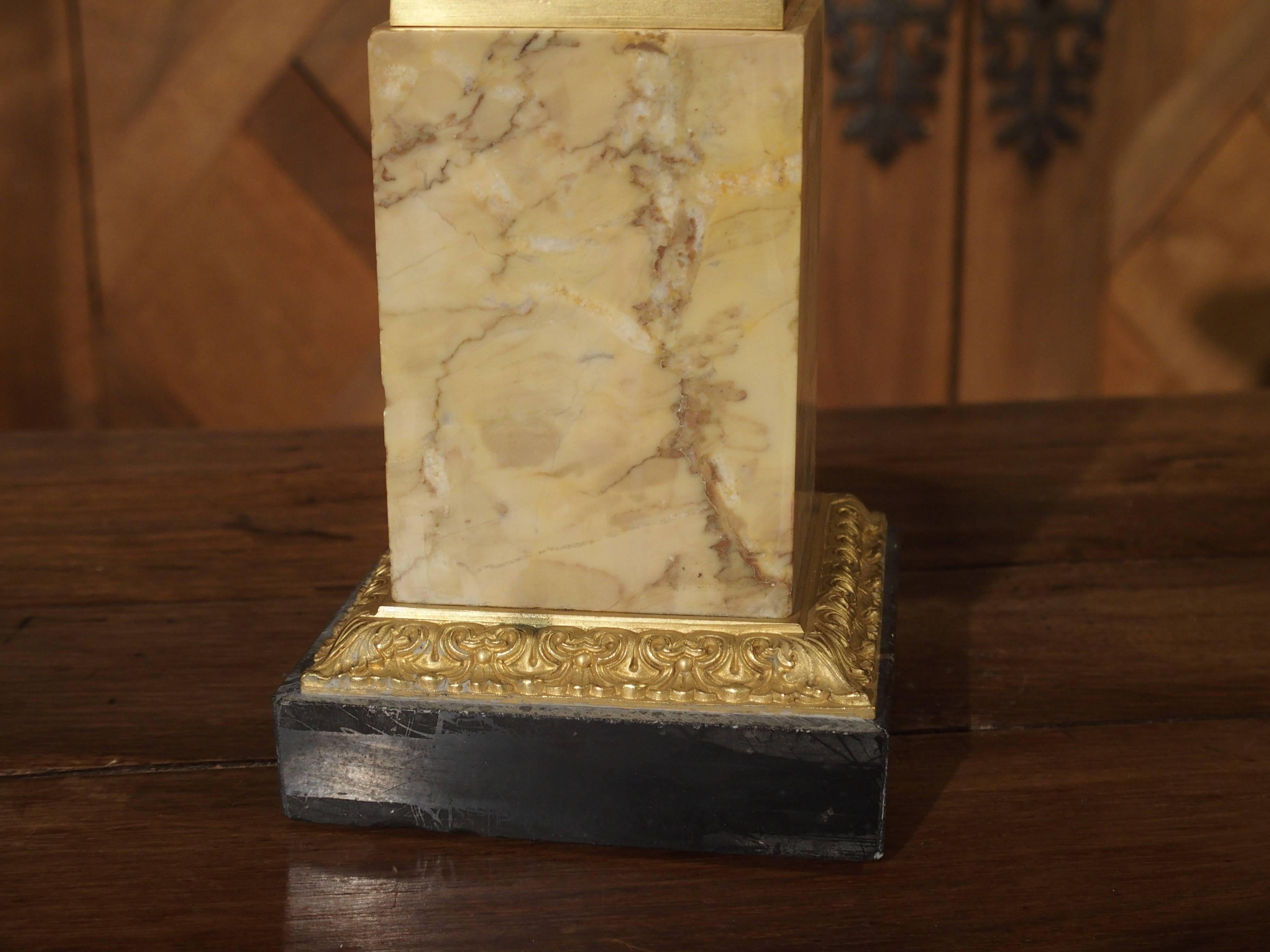 Antique Mercury Gilded Bronze Medici Vase on Toscana Marble Base In Good Condition In Dallas, TX