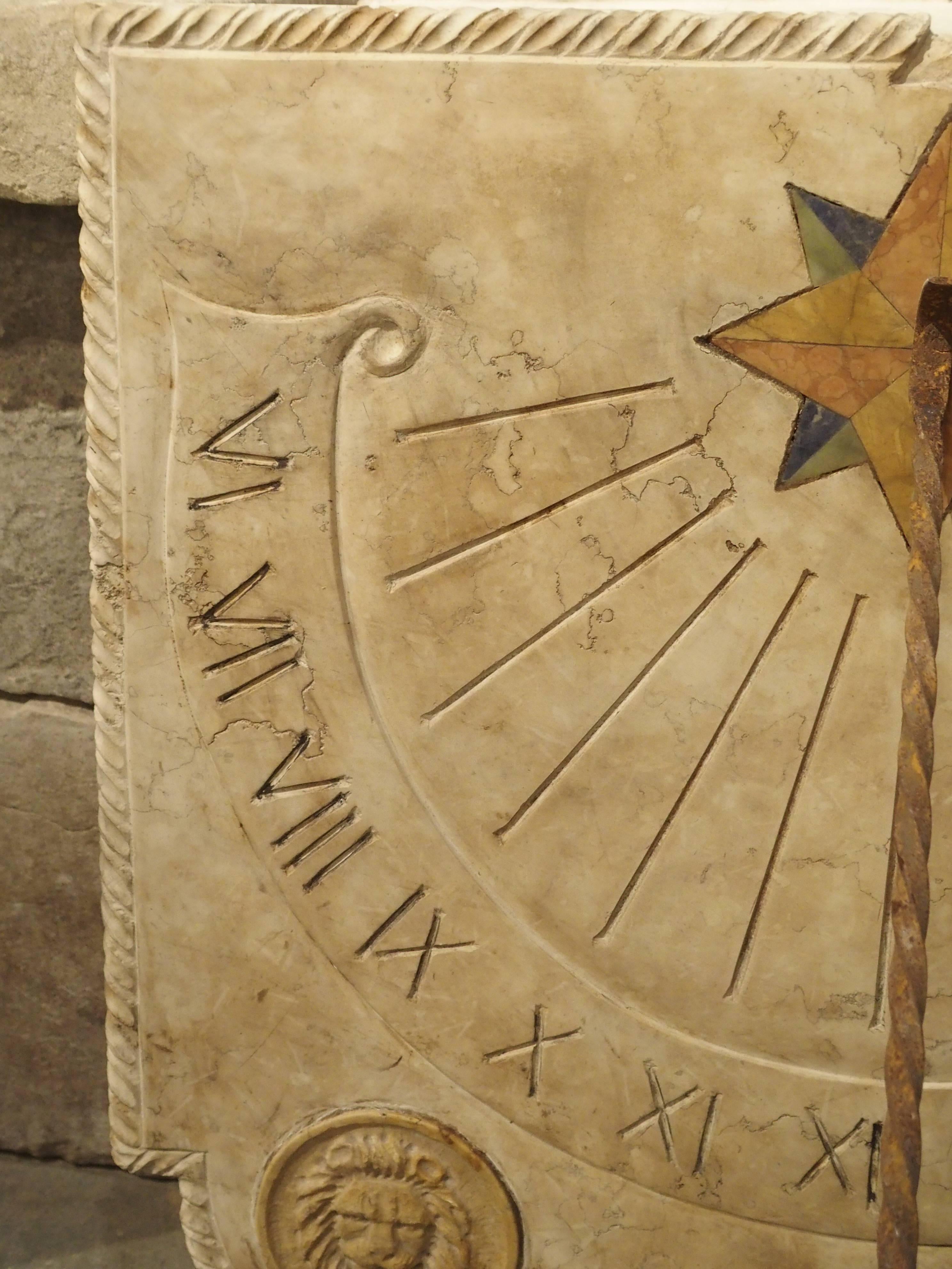 Classical Roman Carved Italian Marble Sundial
