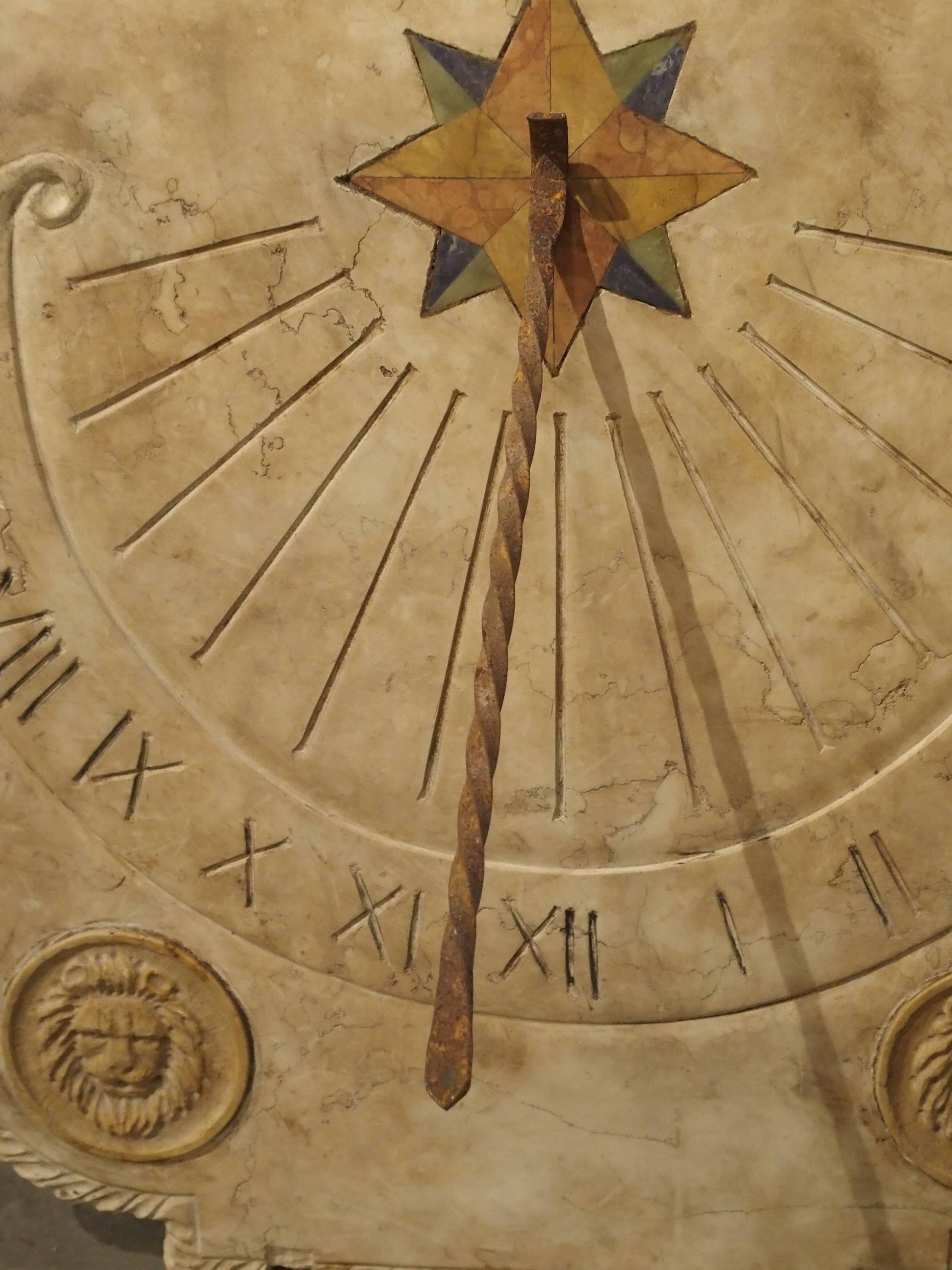 Hand-Carved Carved Italian Marble Sundial