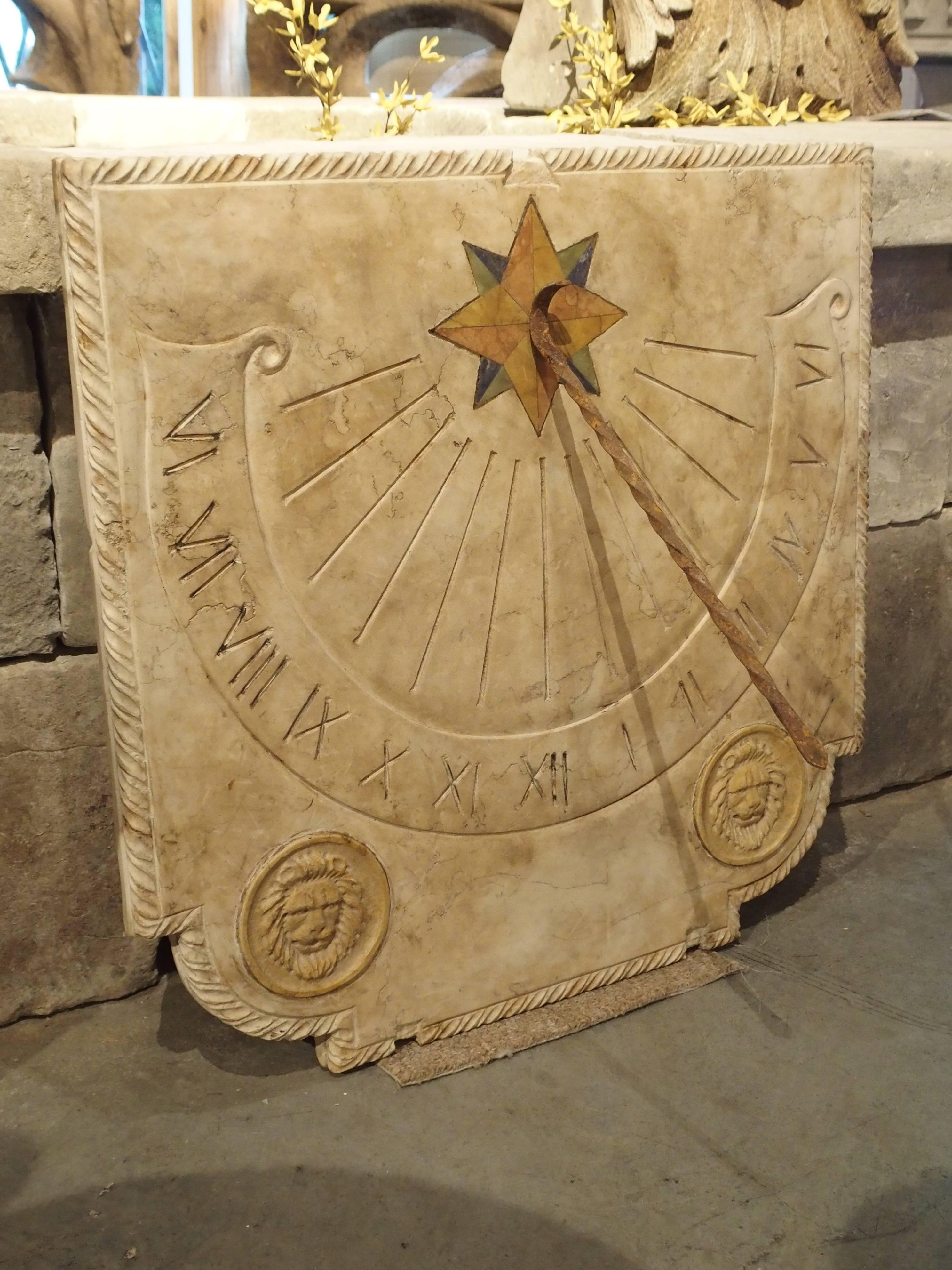 Carved Italian Marble Sundial 4