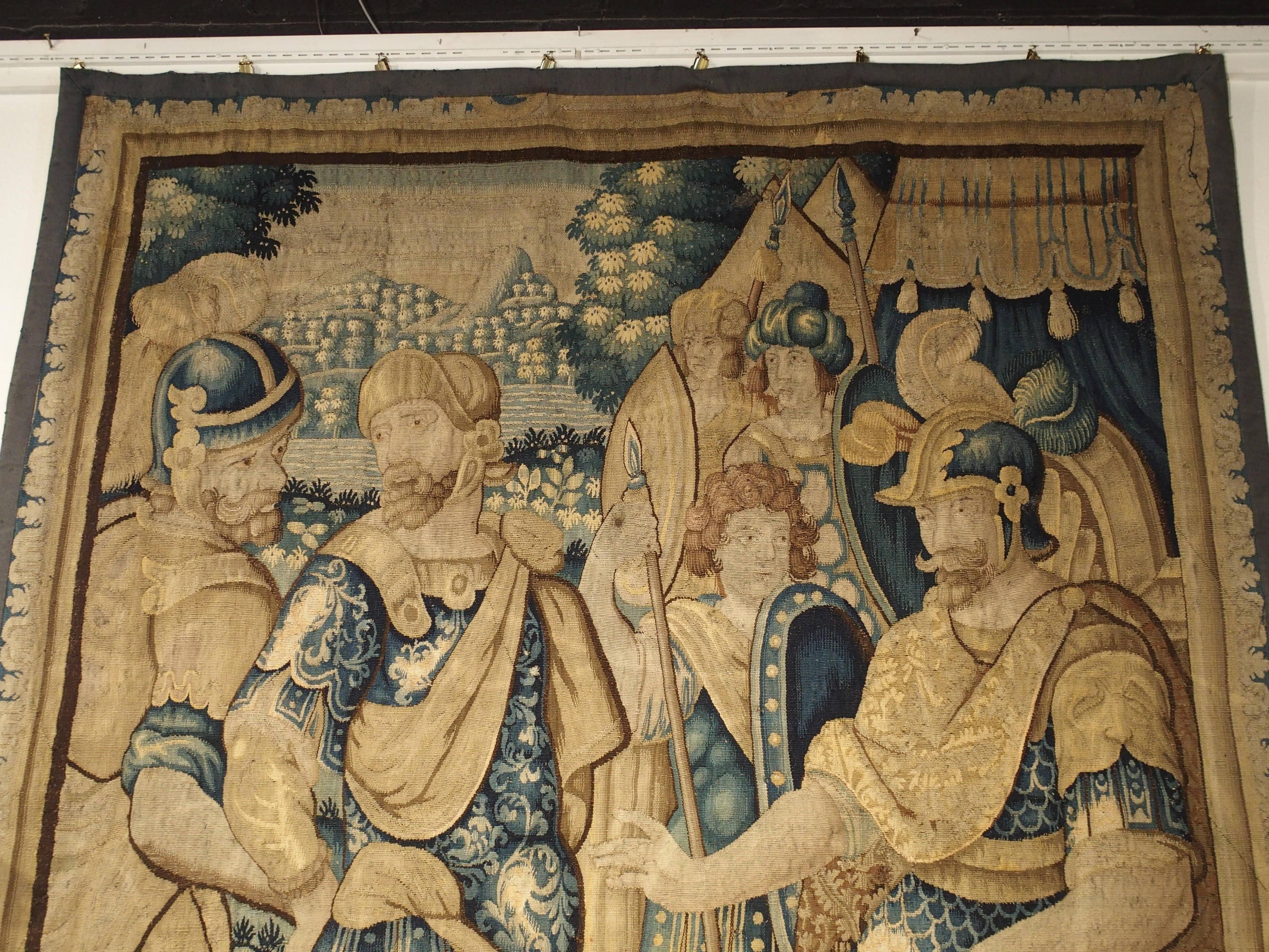 This silk and wool tapestry from Flanders was woven during the period of time when Flanders was known for weaving some of the finest tapestries. Tapestries were originally designed to protect from the damp and cold conditions of medieval castle