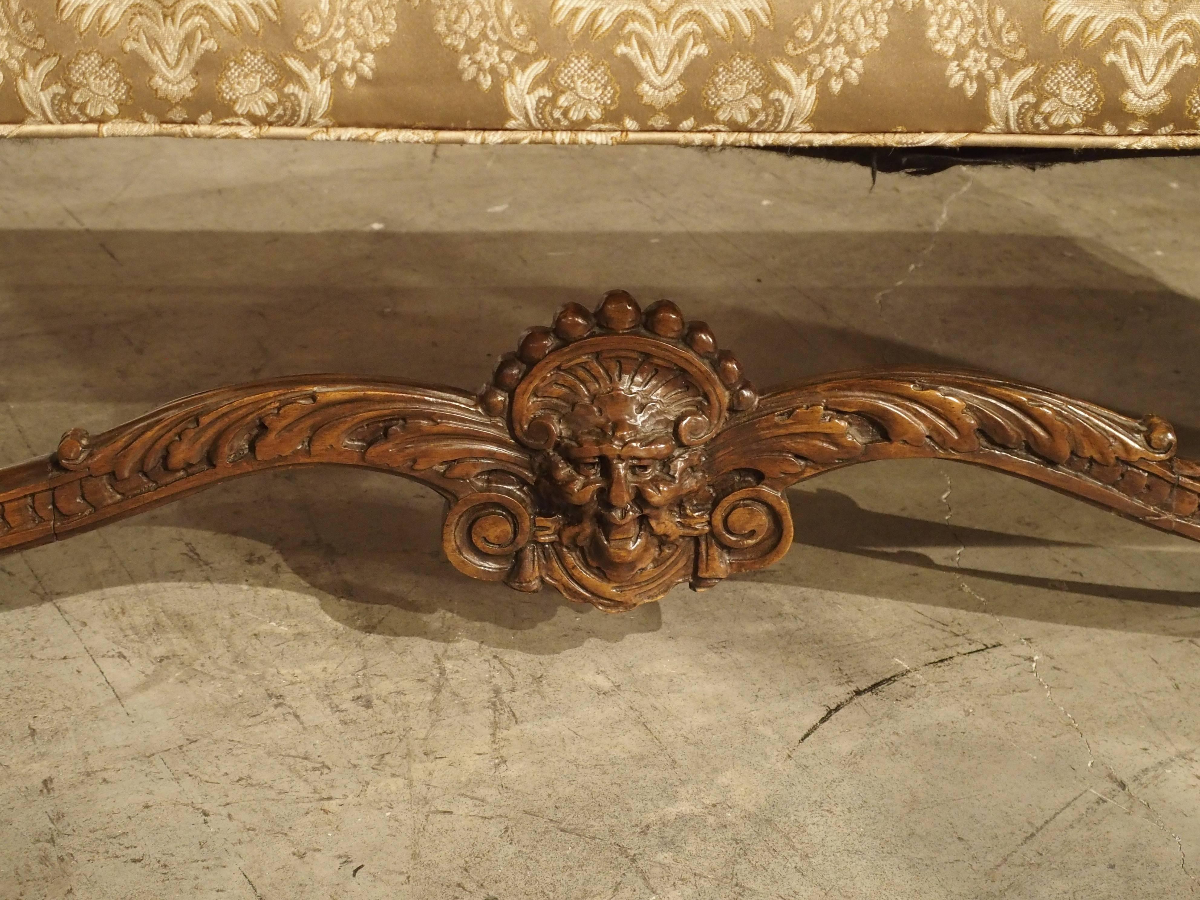 Carved Antique Walnut Wood Renaissance Style Bench from Italy, 19th Century 3
