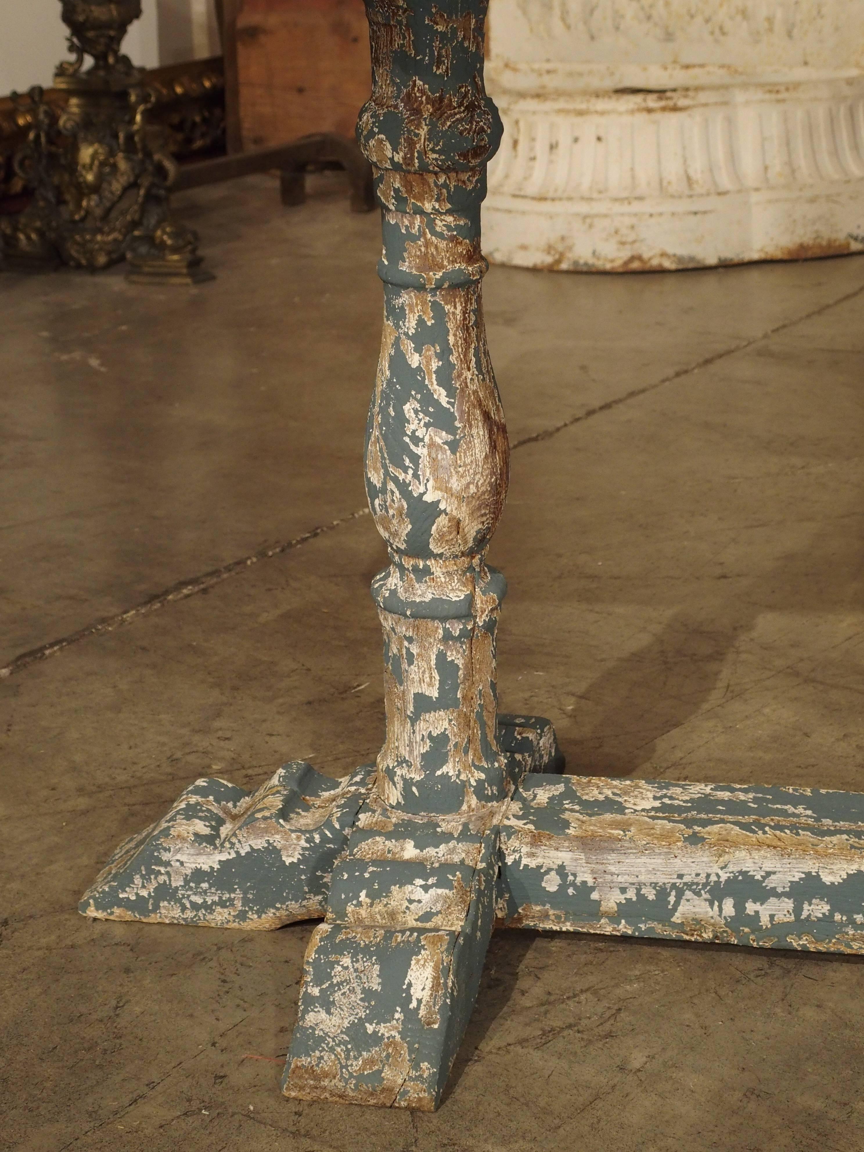 Small Stripped and Parcel Painted Antique French Restaurant Table, Early 1900s 3