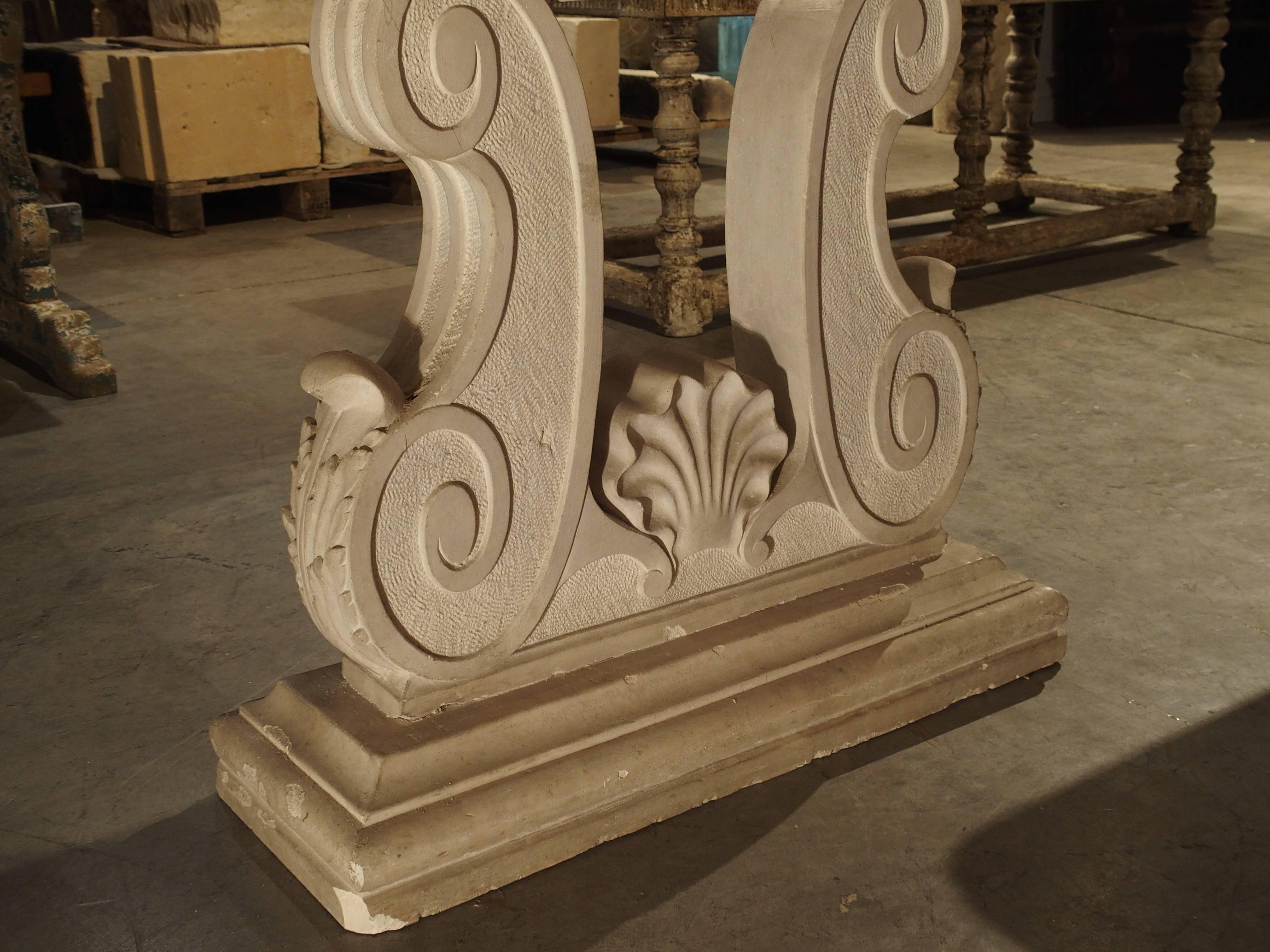 Mid-20th Century Rouge De Languedoc Marble and Carved Stone Dining Table from France, 1940s