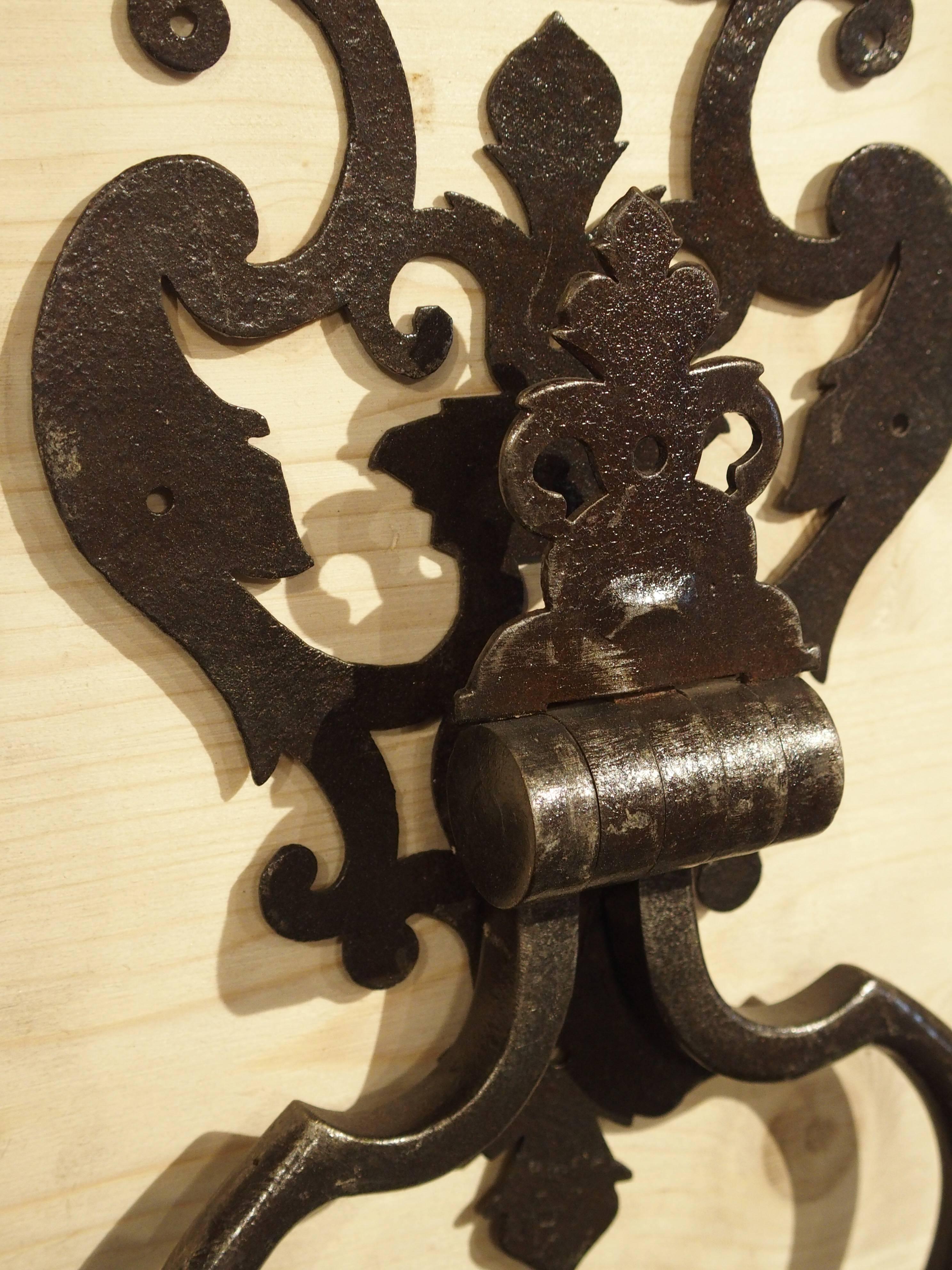 French Large Cut Iron Chateau Door Knocker from France