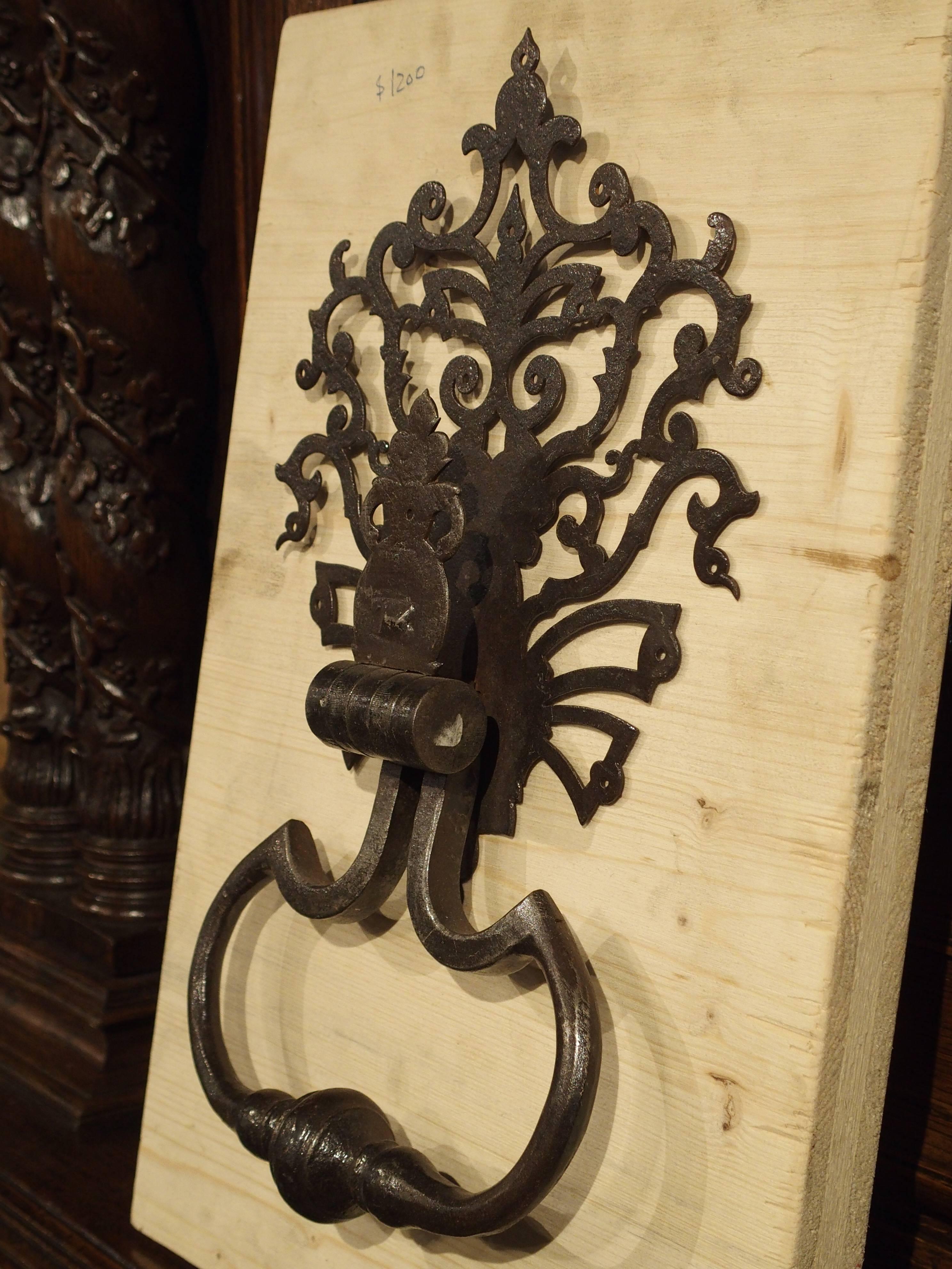 French Large Cut Iron Chateau Door Knocker from France