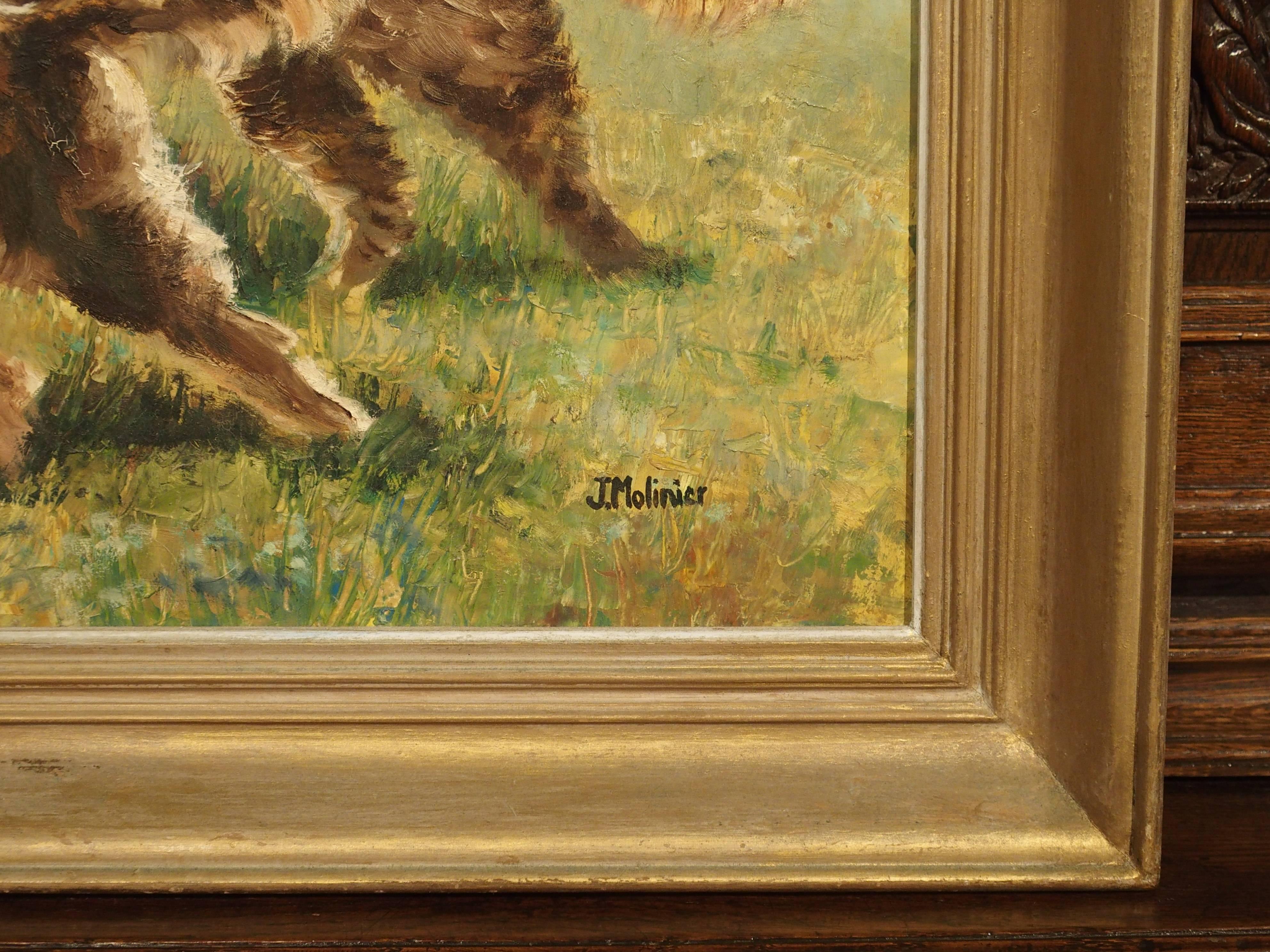 20th Century French Oil Painting by Jean Molinier, Hunting Dogs, 1900s