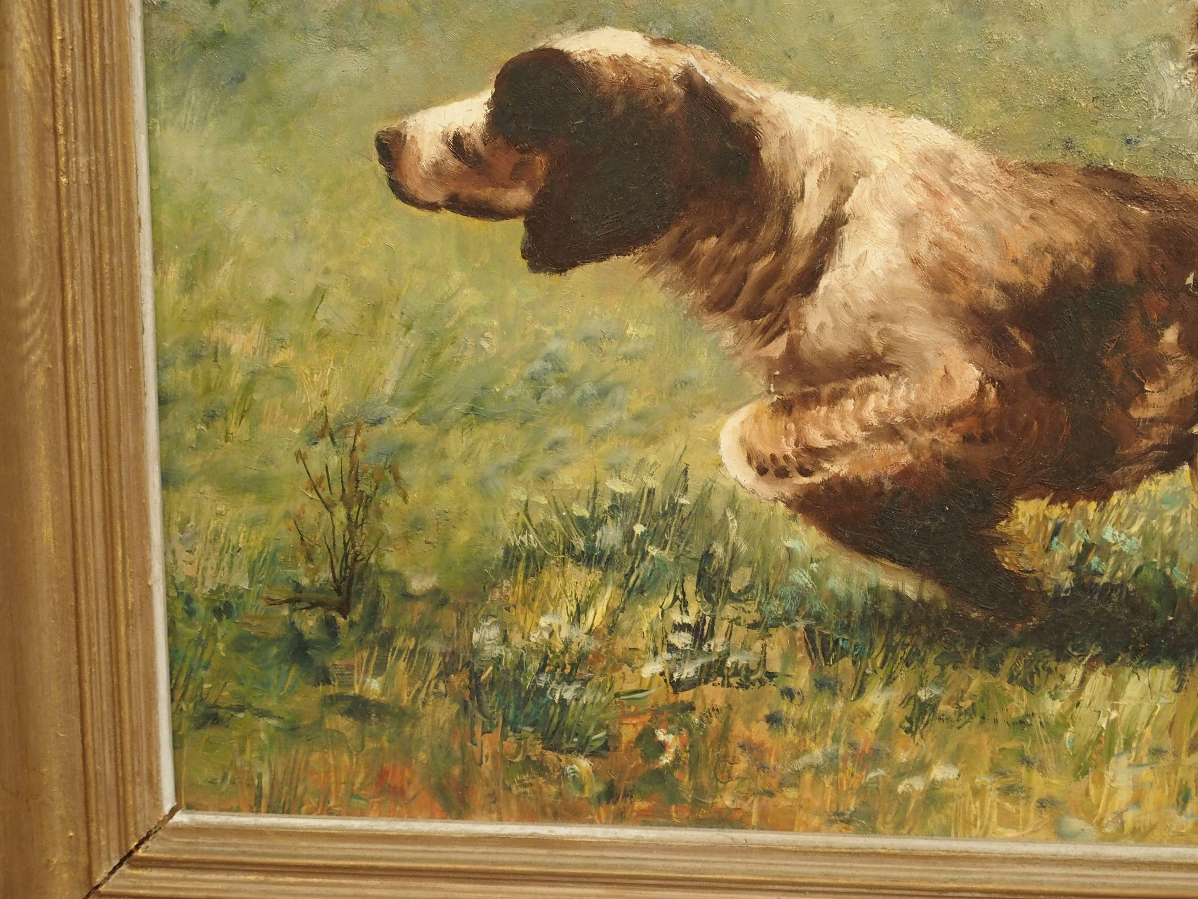 French Oil Painting by Jean Molinier, Hunting Dogs, 1900s 1