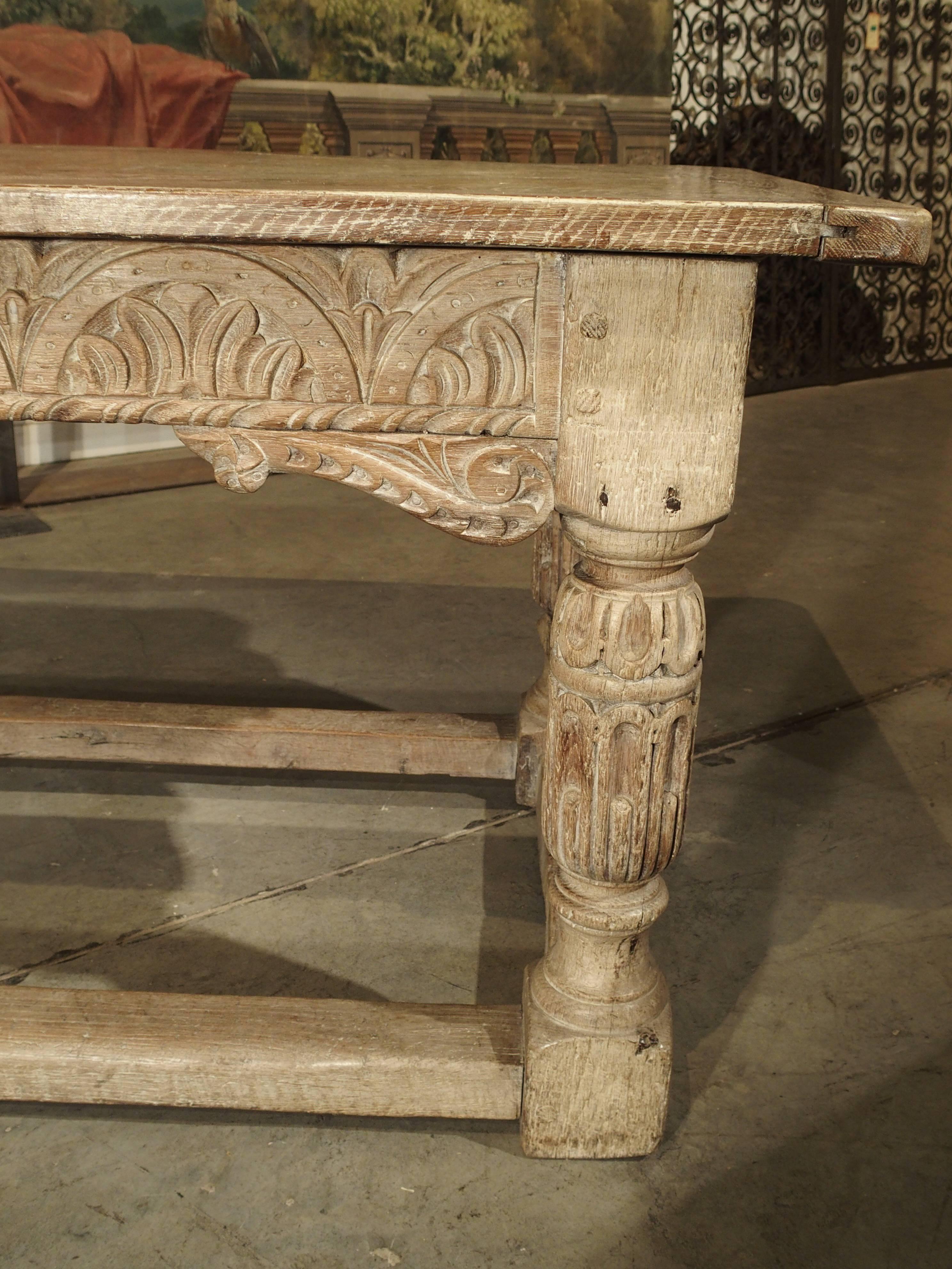 19th Century Antique Whitewashed Oak Table from England, Early 1800s