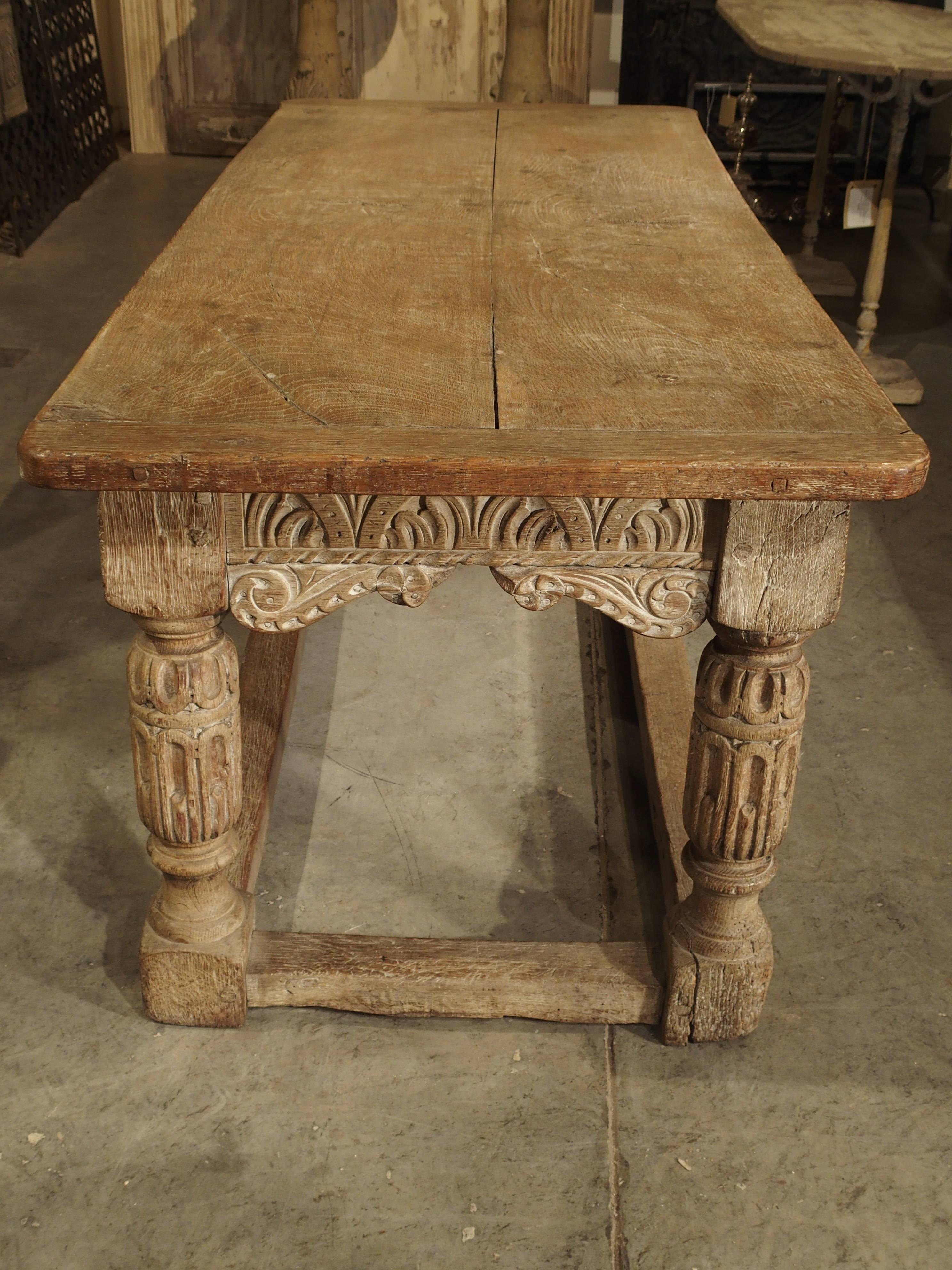 Antique Whitewashed Oak Table from England, Early 1800s 2