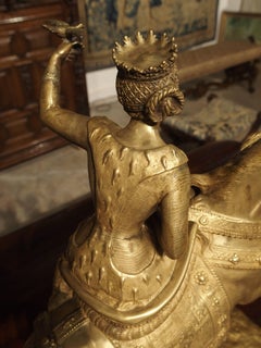 Exceptional 19th Century Gilded Bronze Statue of Marie of Burgundy
