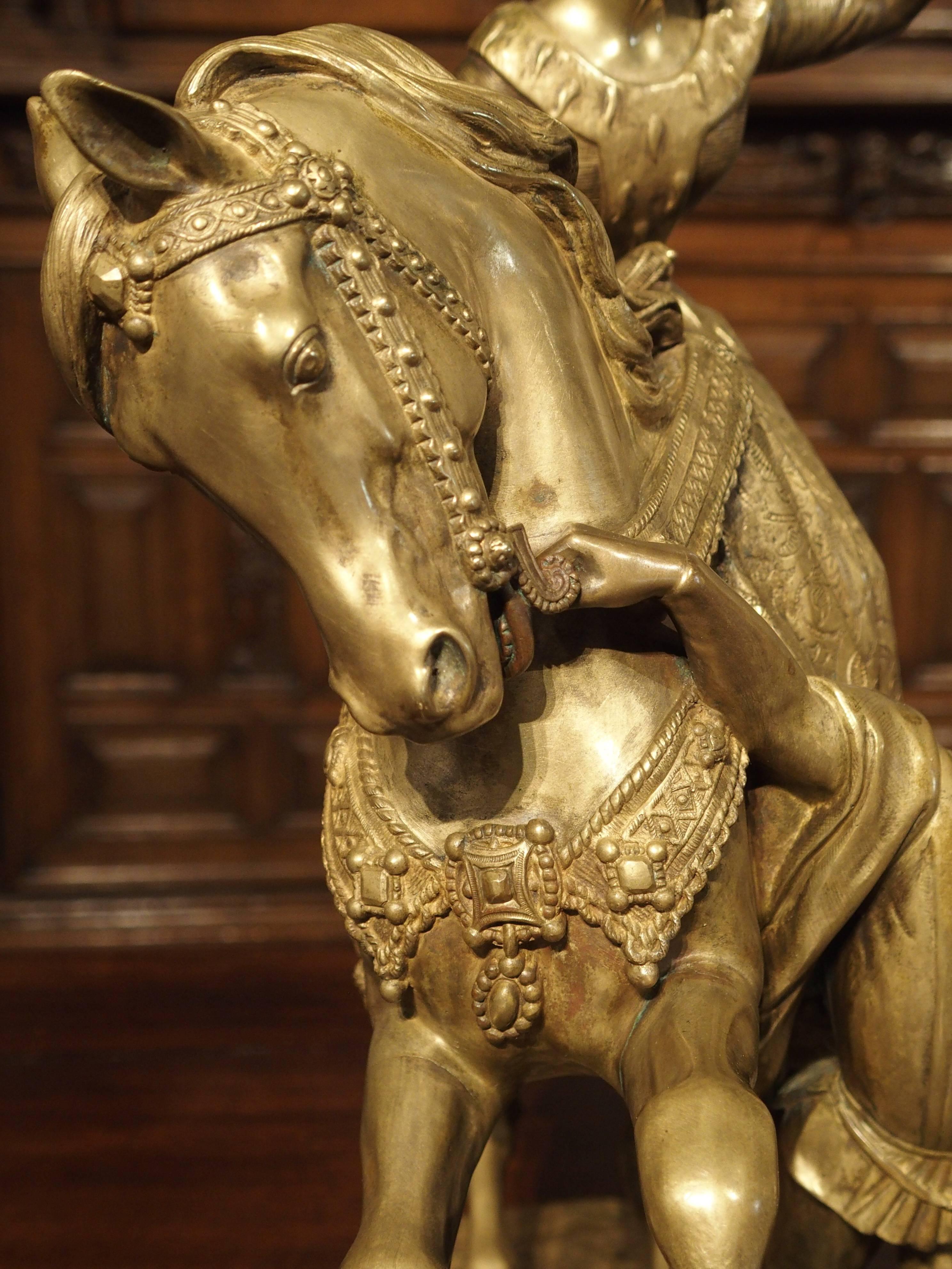 Exceptional 19th Century Gilded Bronze Statue of Marie of Burgundy In Good Condition In Dallas, TX