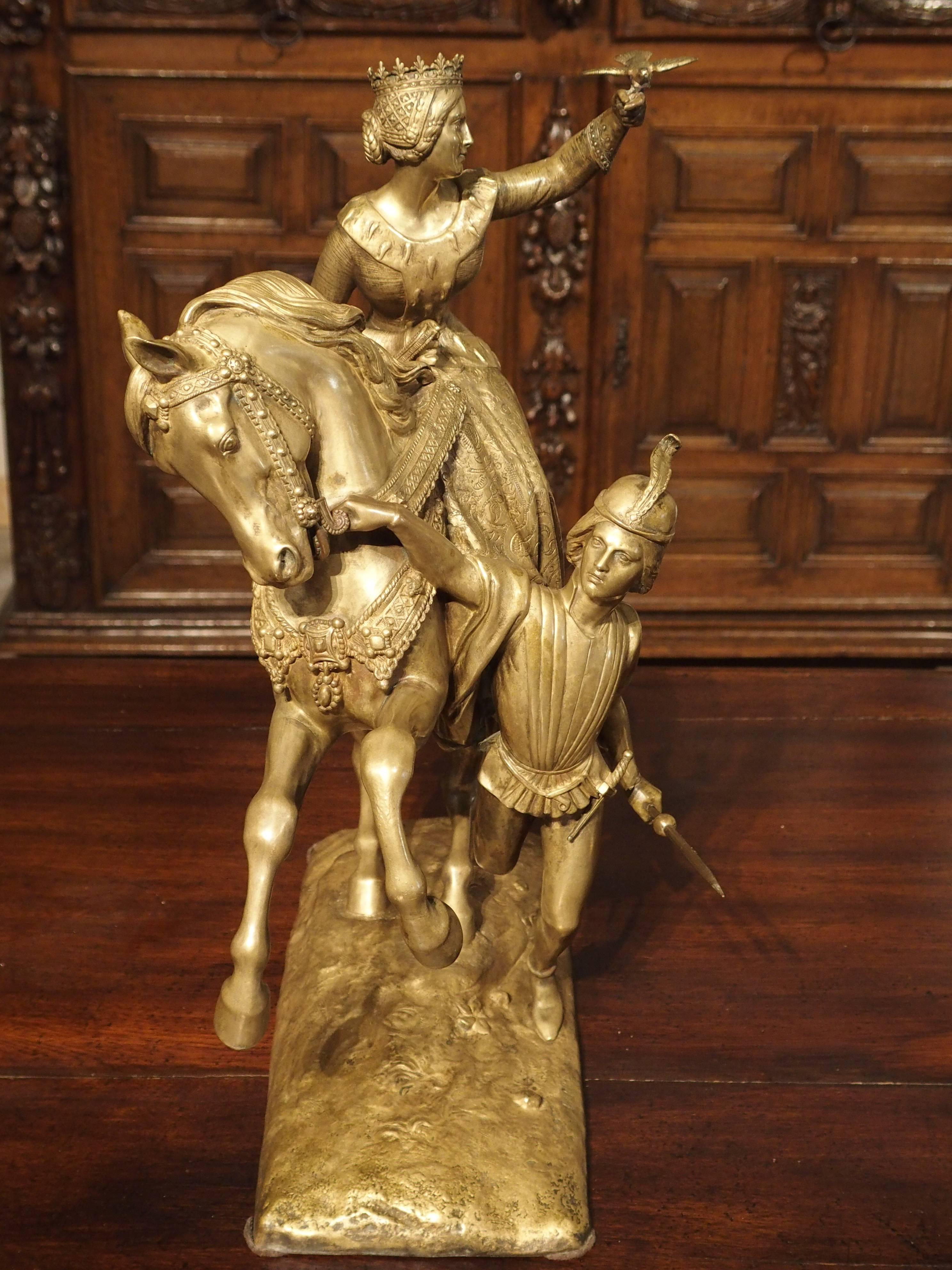 Exceptional 19th Century Gilded Bronze Statue of Marie of Burgundy 1