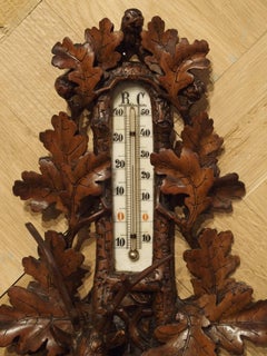 Late 1800s Carved Black Forest Barometer from North-East France