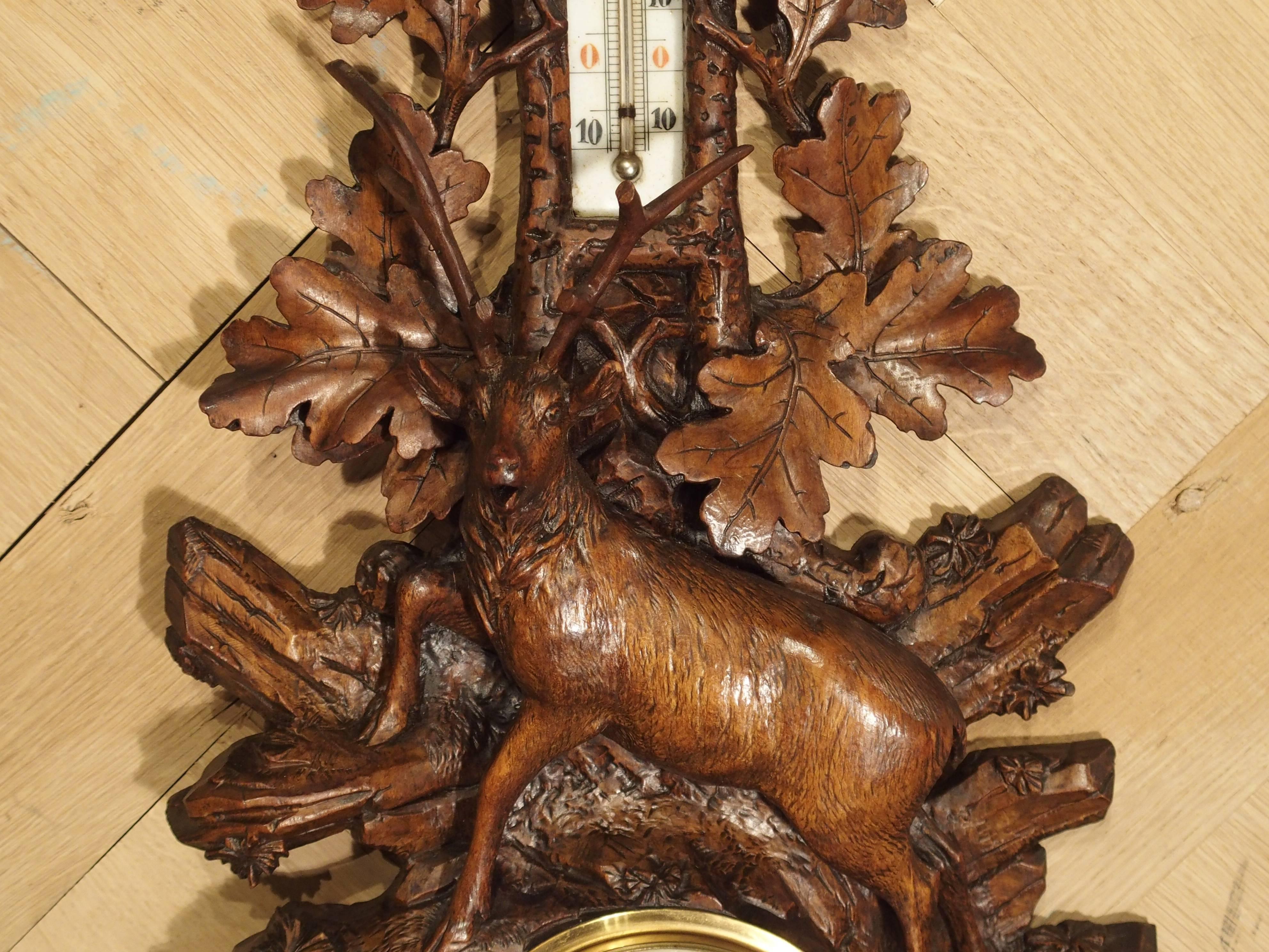 Late 1800s Carved Black Forest Barometer from North-East France In Good Condition In Dallas, TX