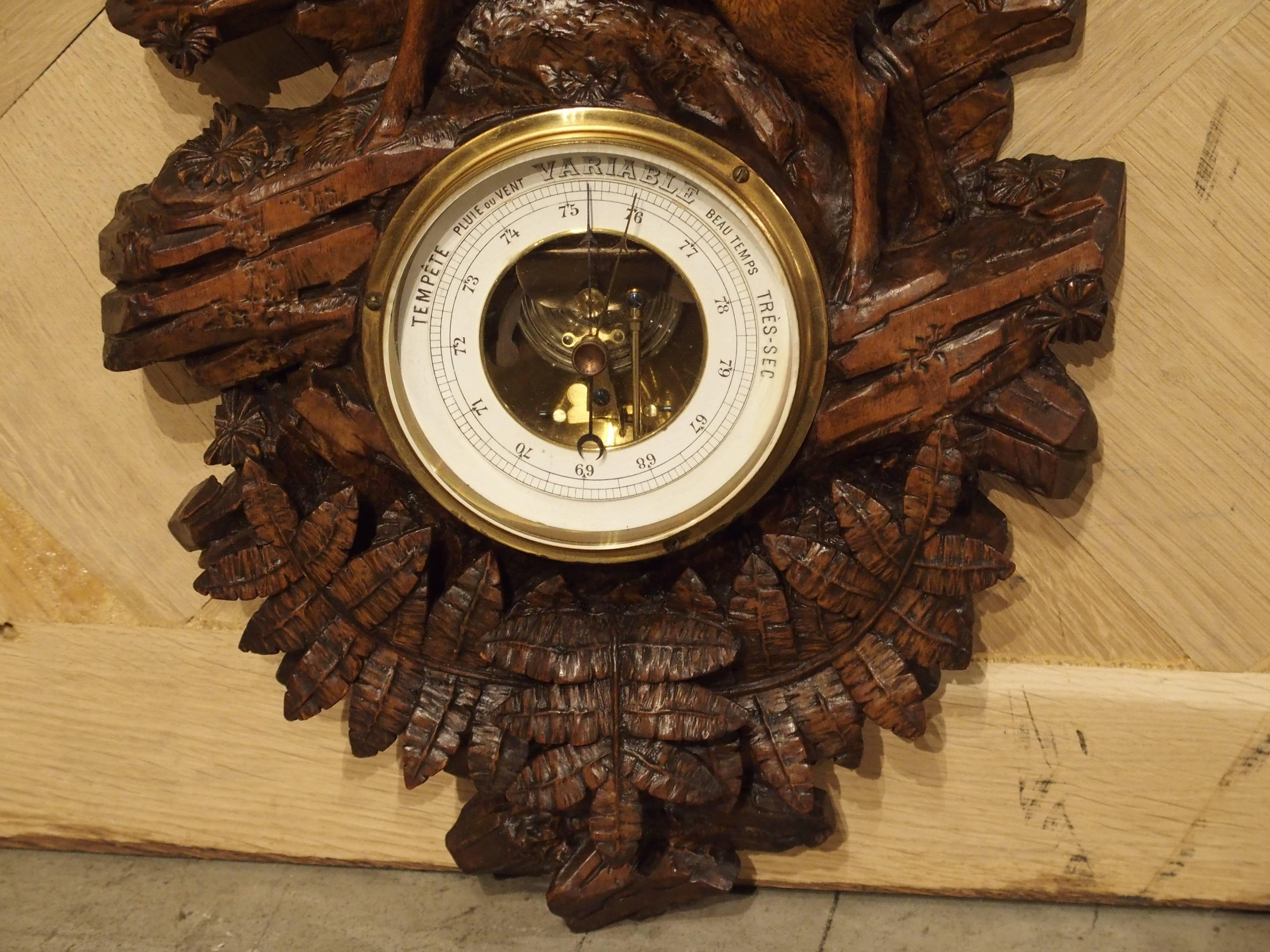 Late 1800s Carved Black Forest Barometer from North-East France 3