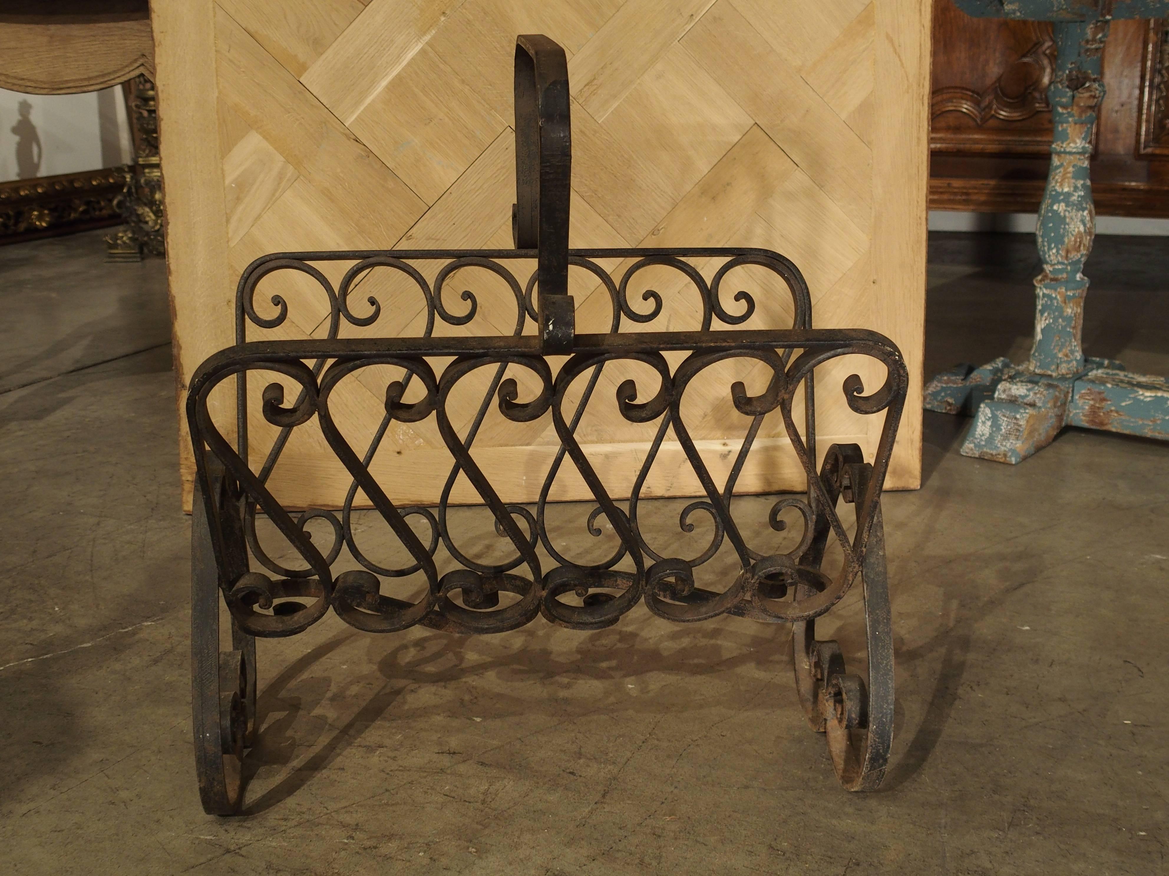 20th Century French Wrought Iron Document or Firewood Holder