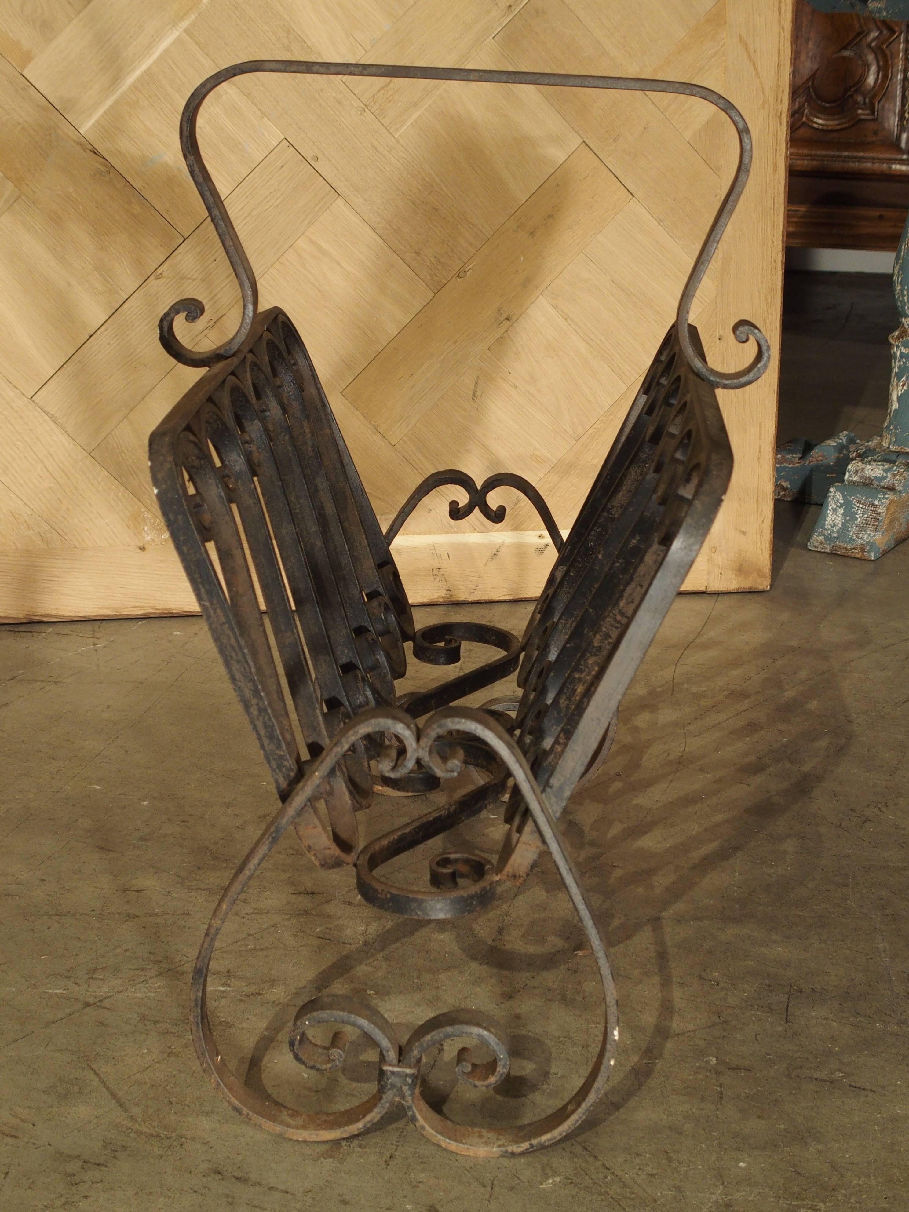 French Wrought Iron Document or Firewood Holder 1