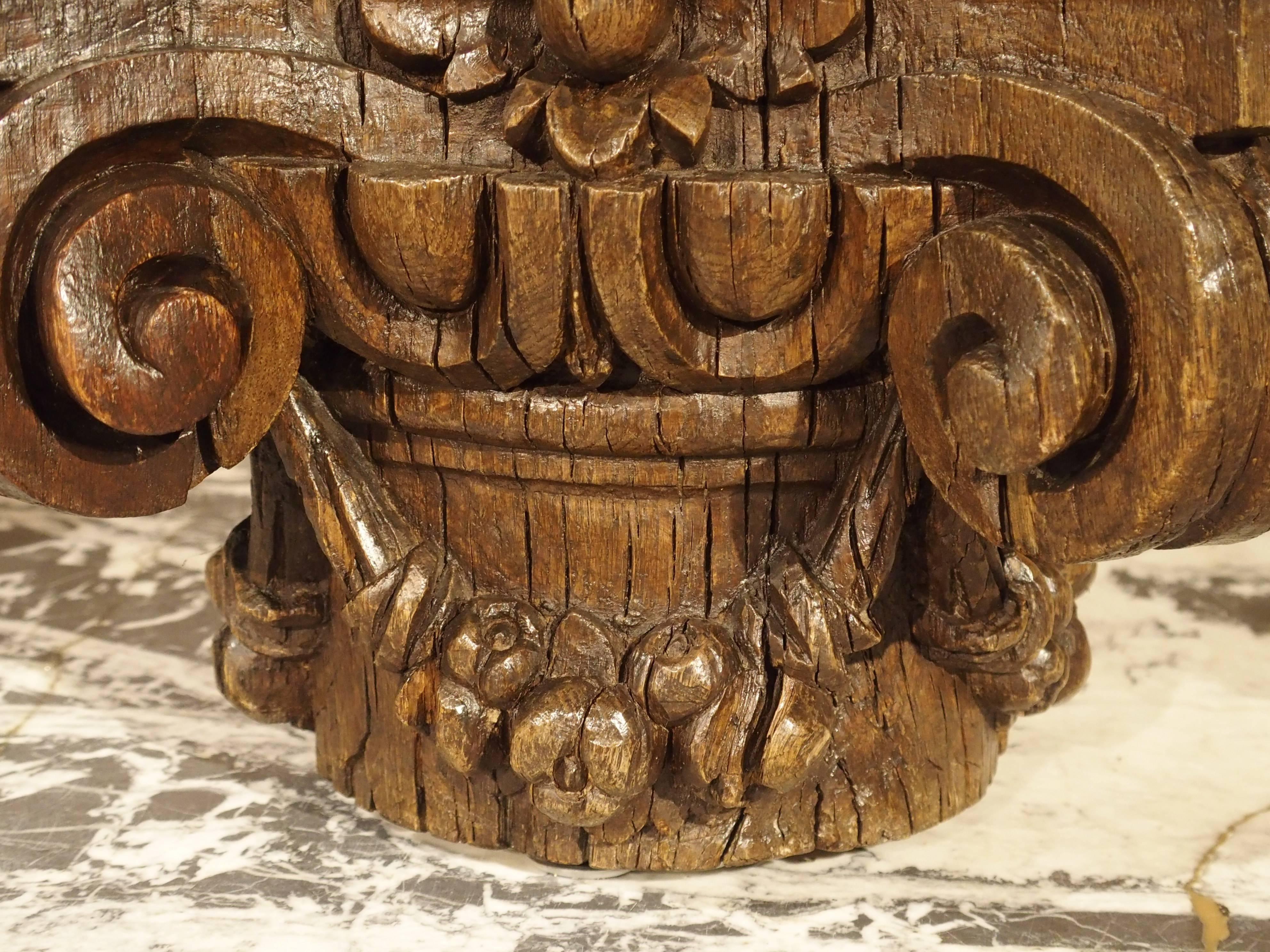 18th Century and Earlier Small 18th Century French Oak Column Capital