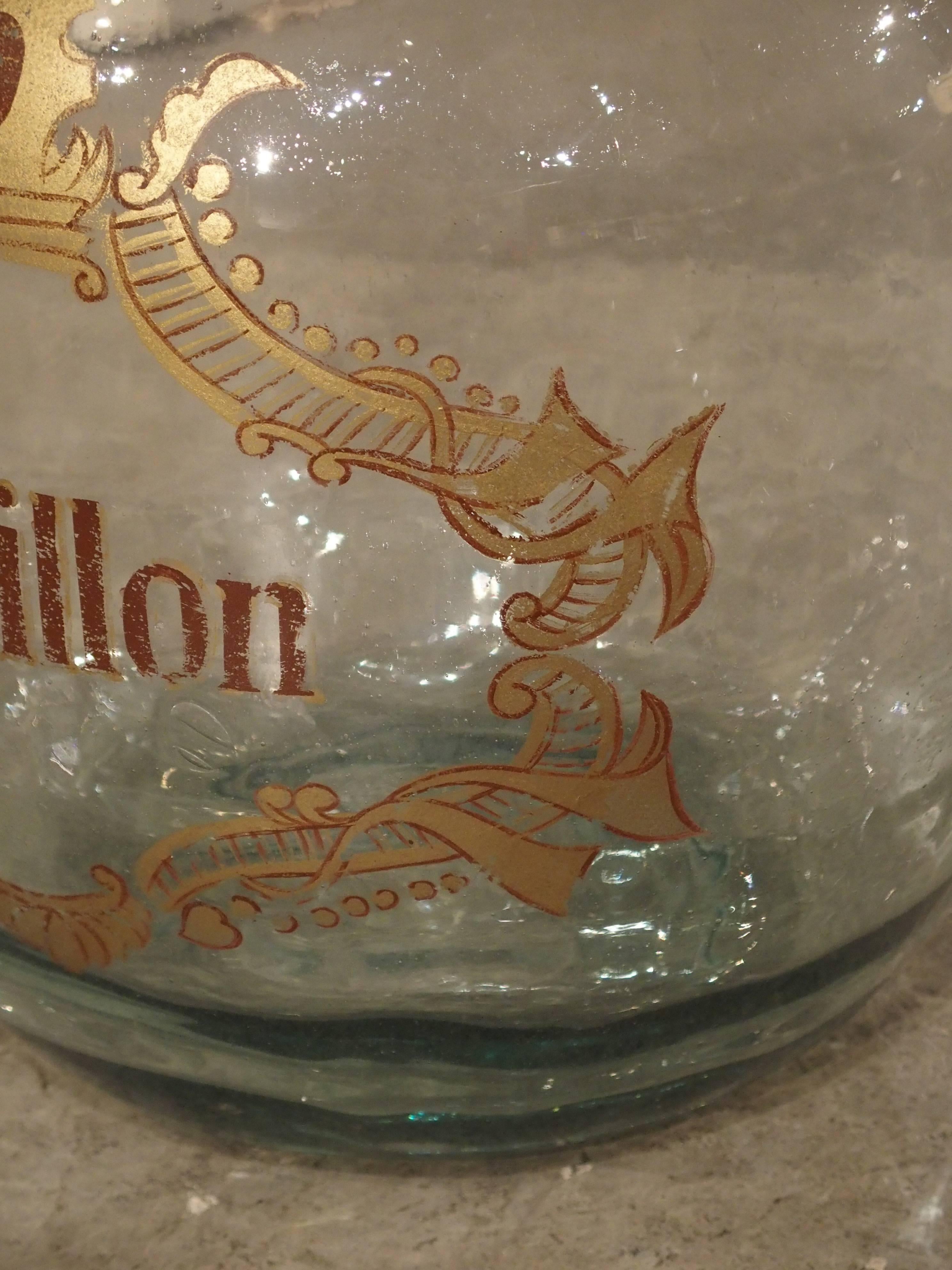 Large Handblown Semillon Demijohn Bottle from France In Excellent Condition In Dallas, TX