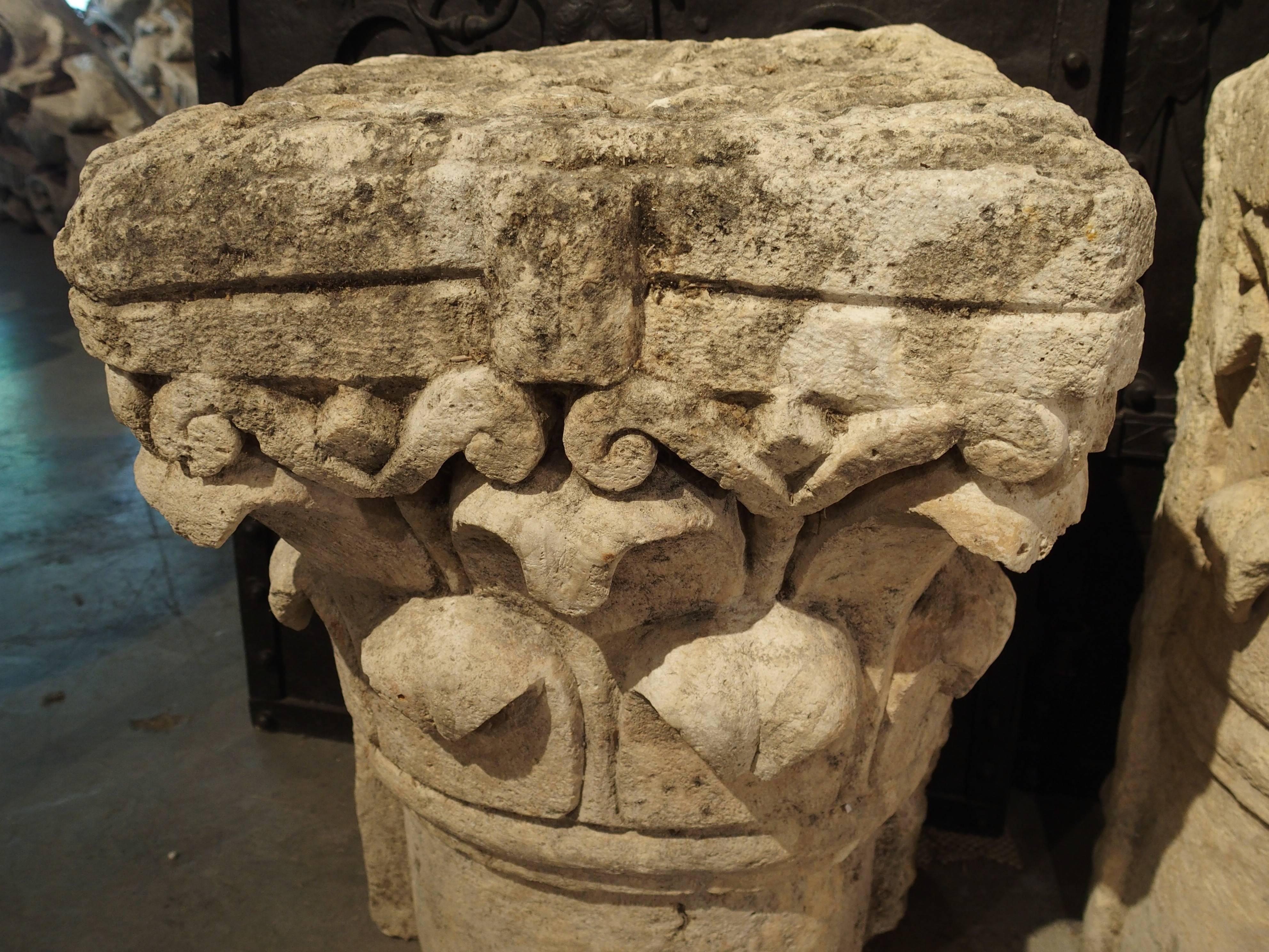 19th Century Antique Stone Pilaster Capitals from Lyon, France, circa 1800