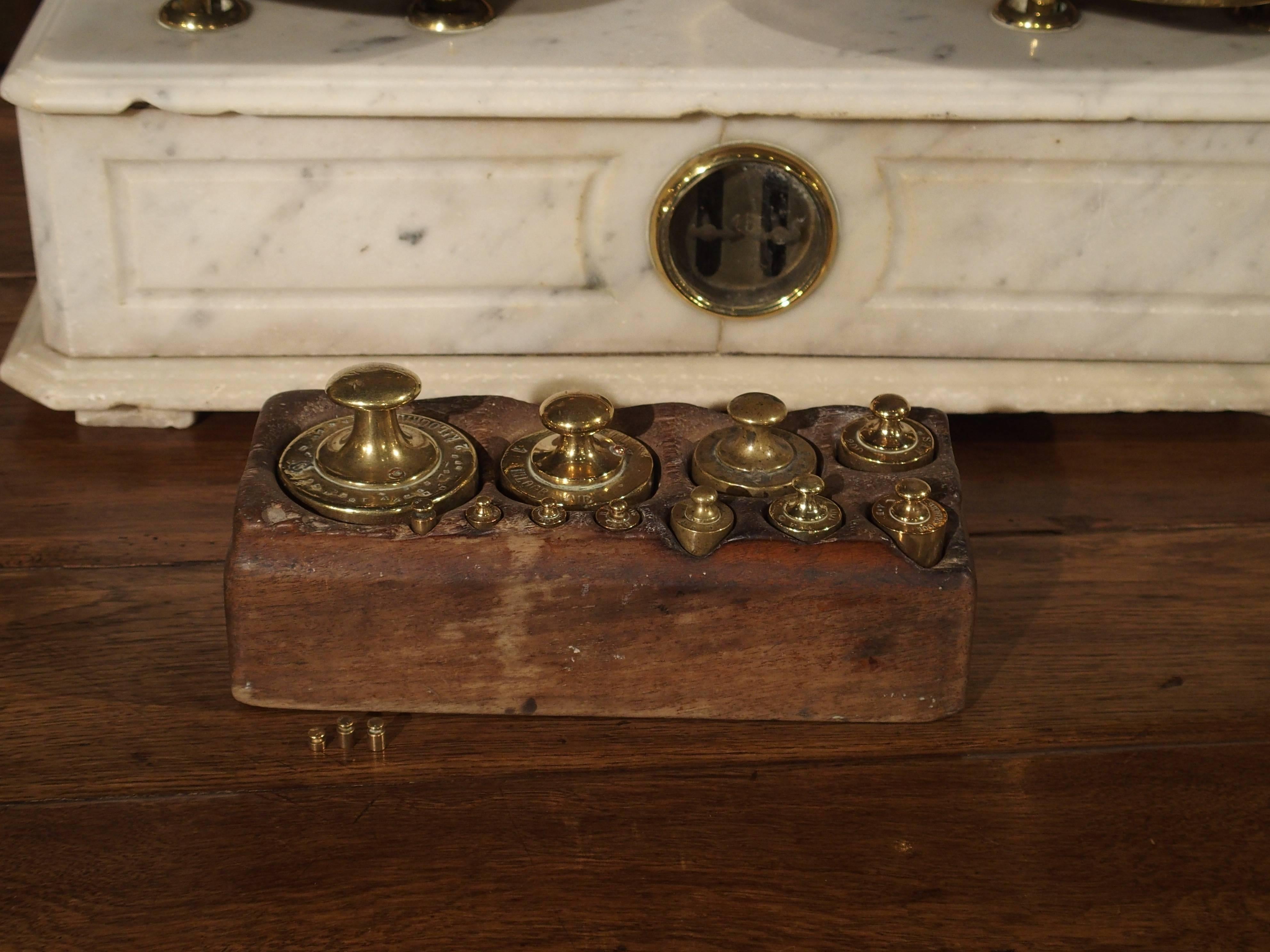 antique apothecary scale with marble base