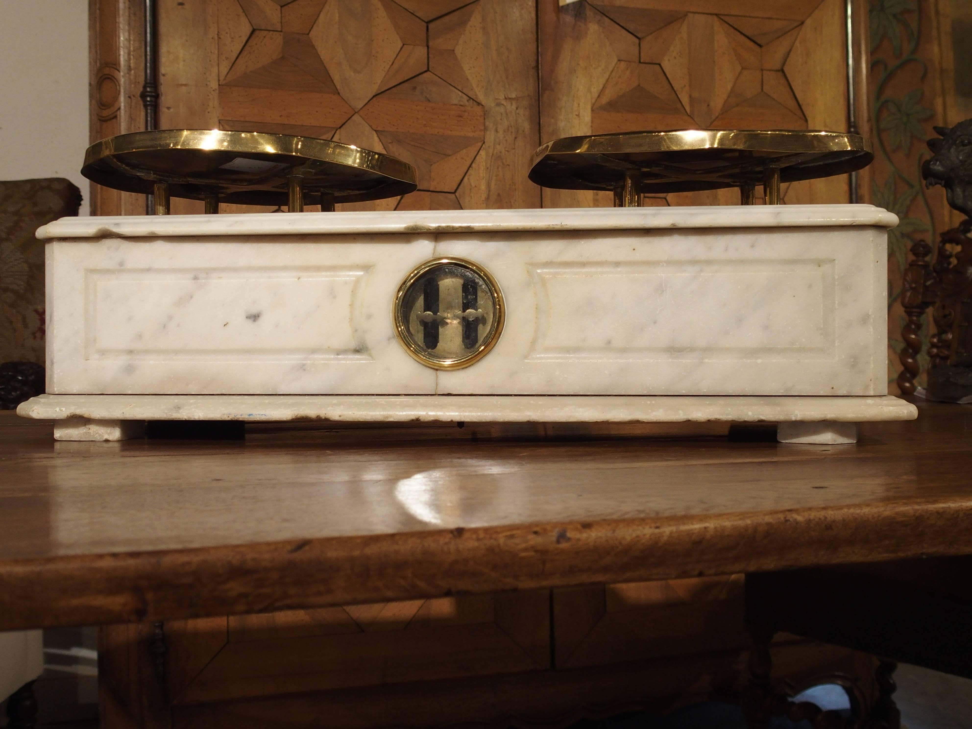 Napoleon III Antique Marble and Brass Paris Boulangerie Scale, circa 1860