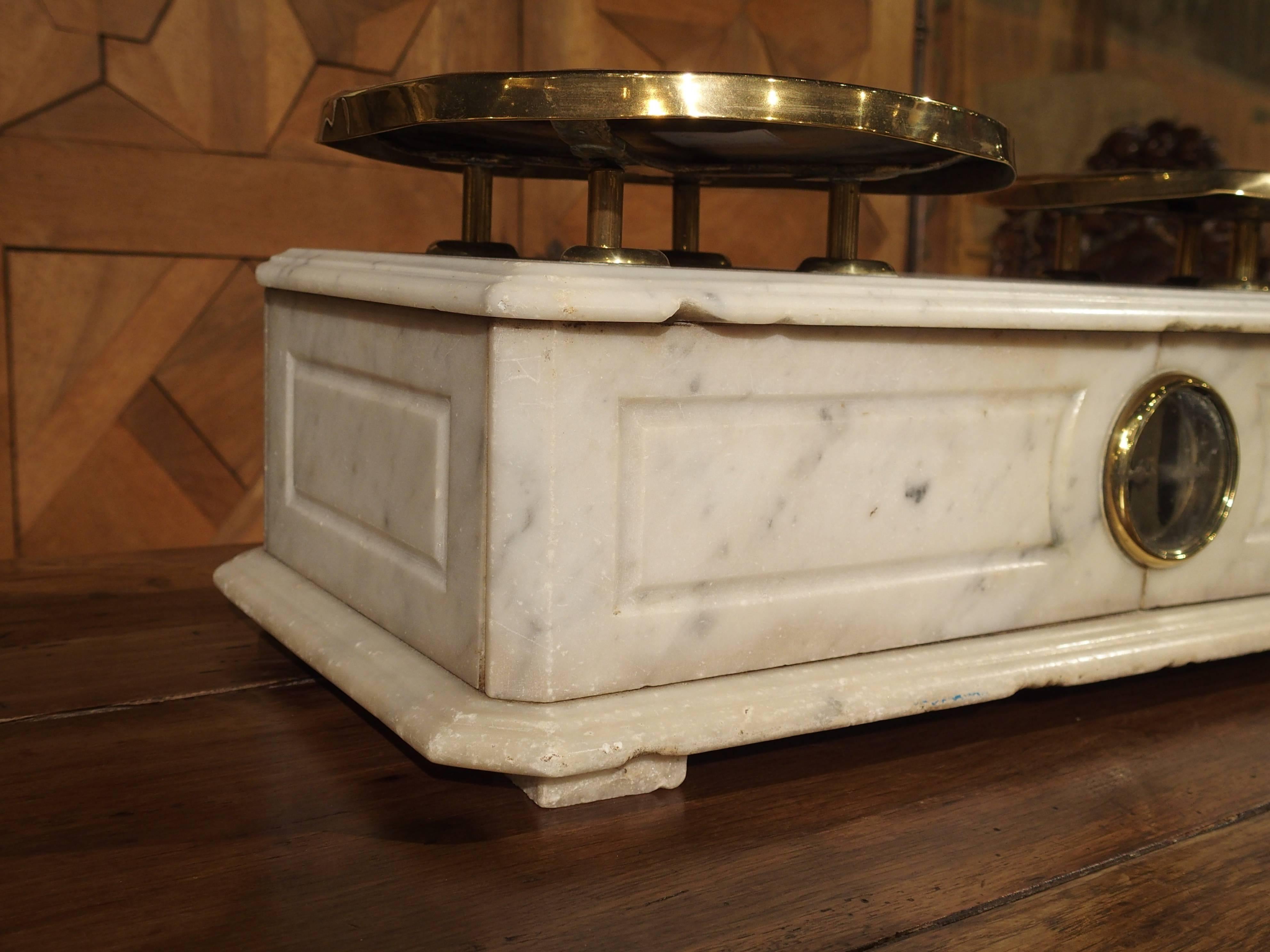 19th Century Antique Marble and Brass Paris Boulangerie Scale, circa 1860