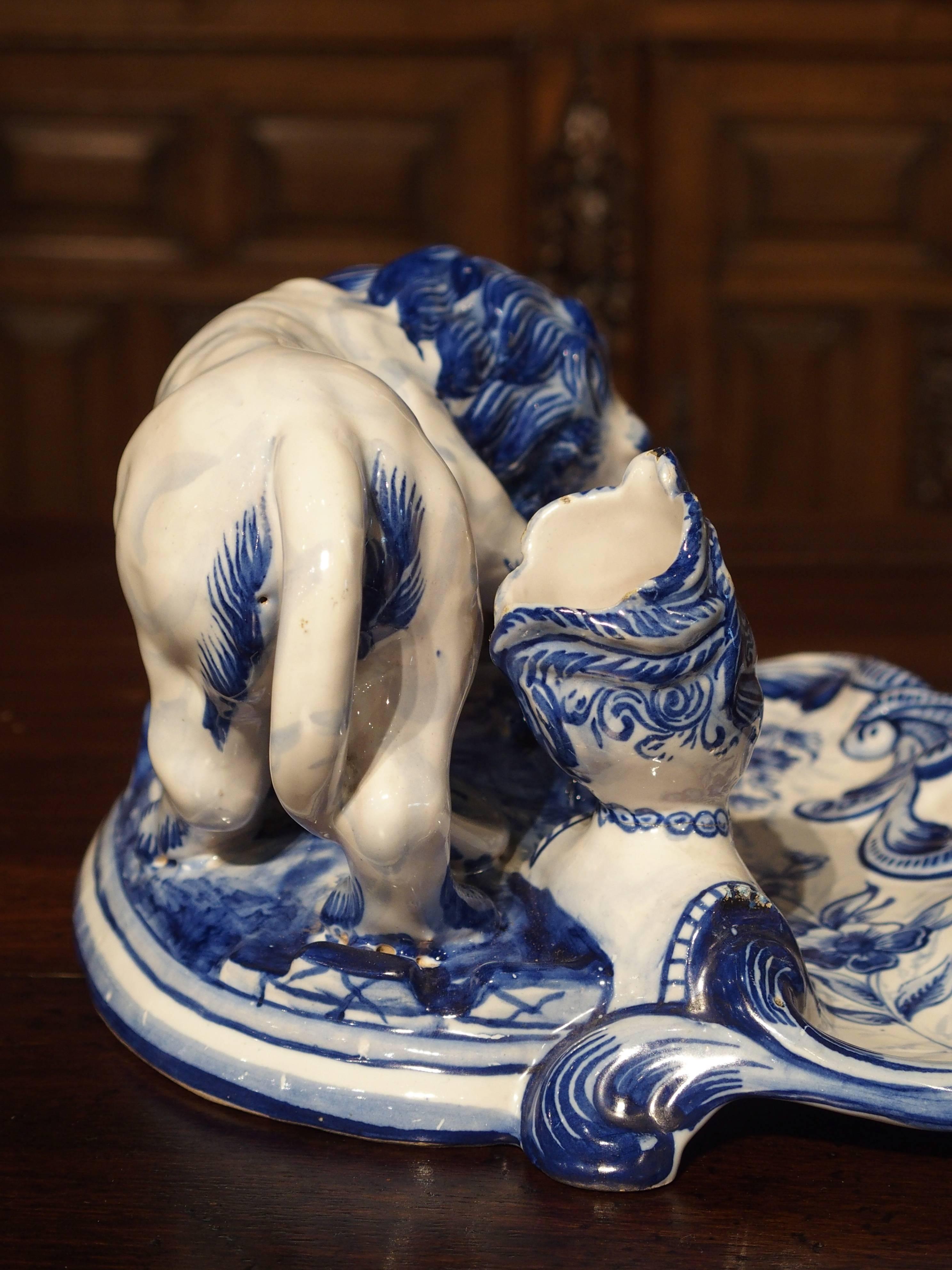 Early 1900s French Faience Inkwell in the Style of Emile Galle 4