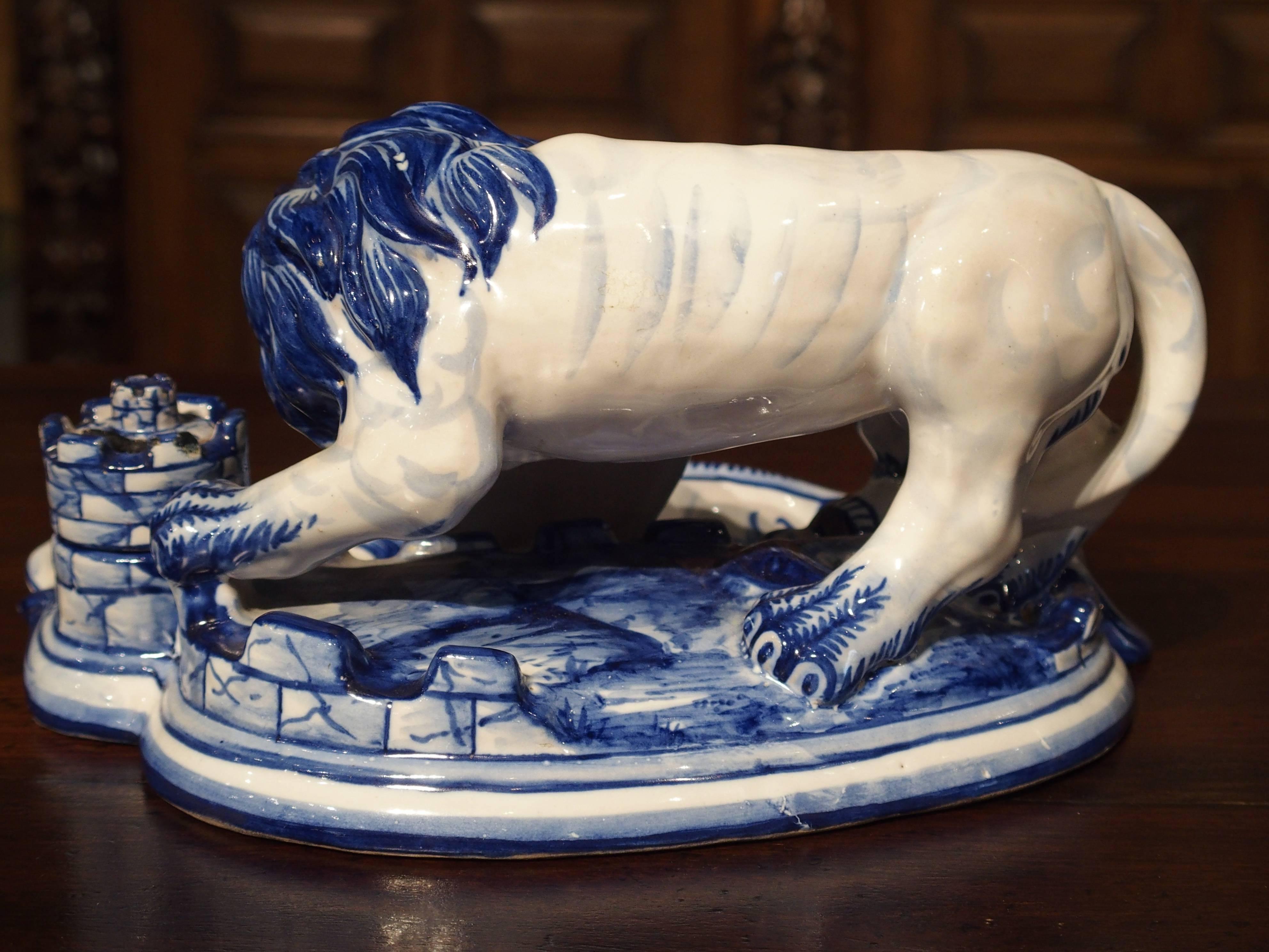 Early 1900s French Faience Inkwell in the Style of Emile Galle 5