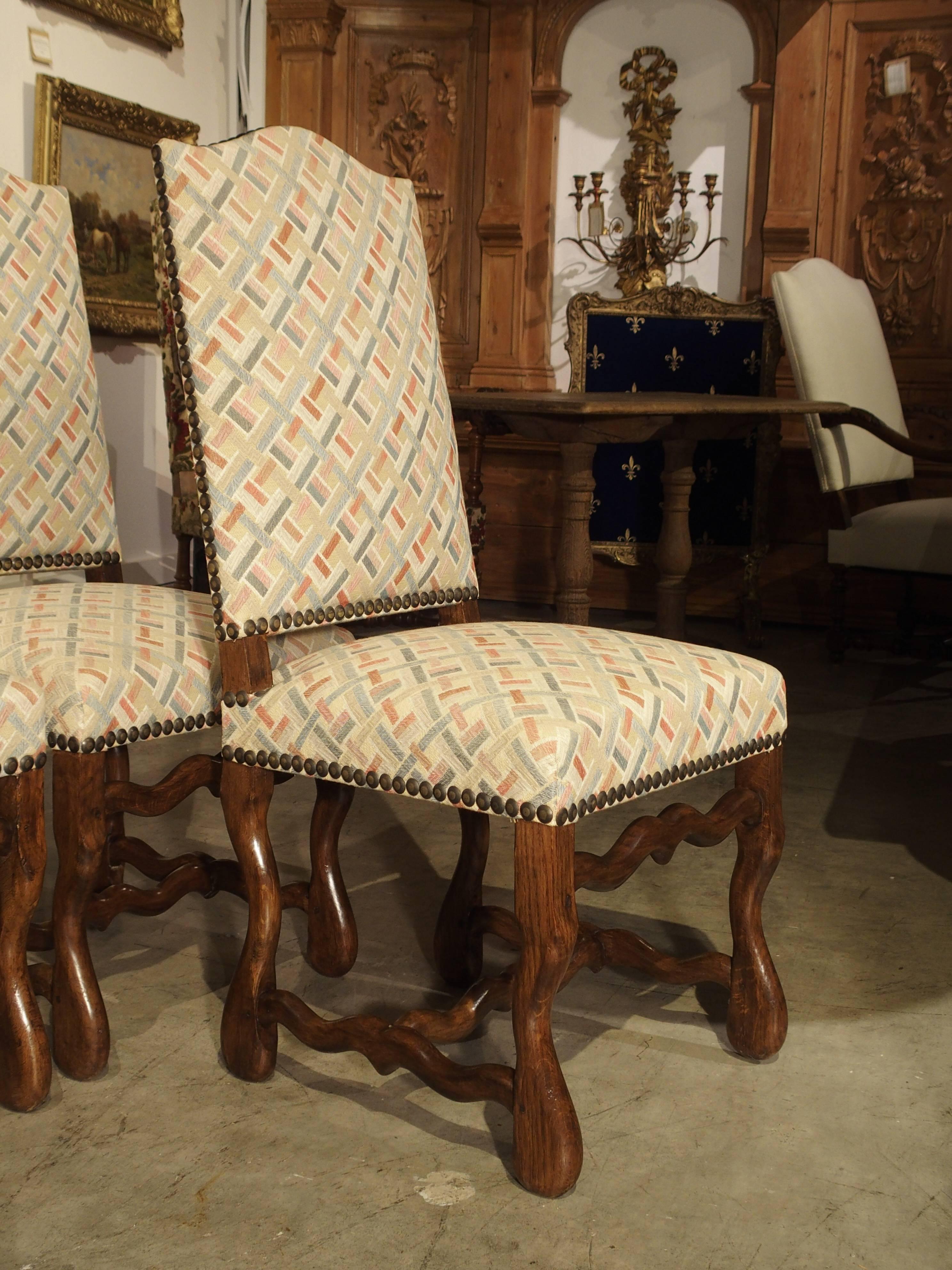 Set of Eight Early 1900s French Oak Os De Mouton Dining Chairs In Excellent Condition In Dallas, TX