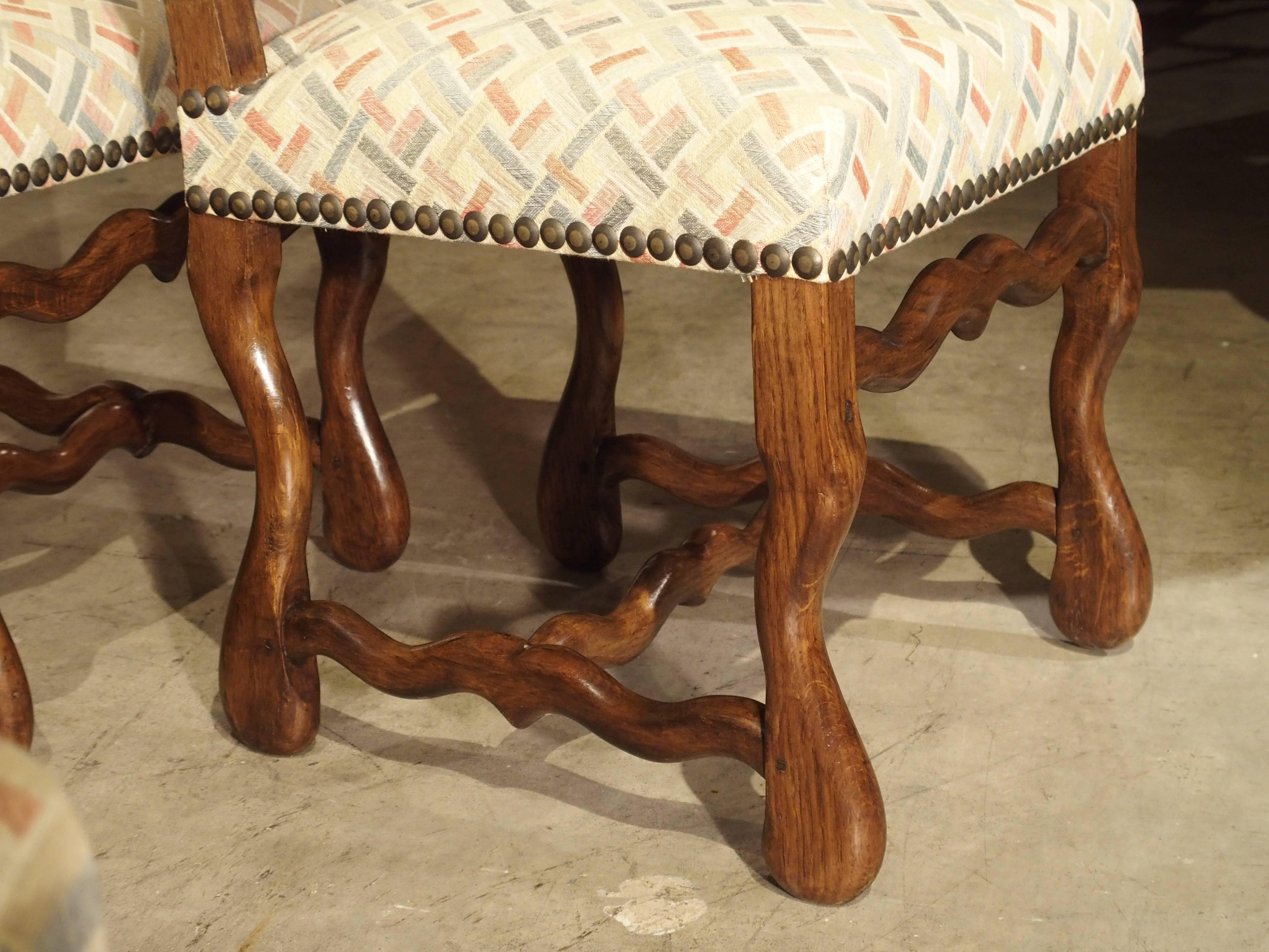 20th Century Set of Eight Early 1900s French Oak Os De Mouton Dining Chairs