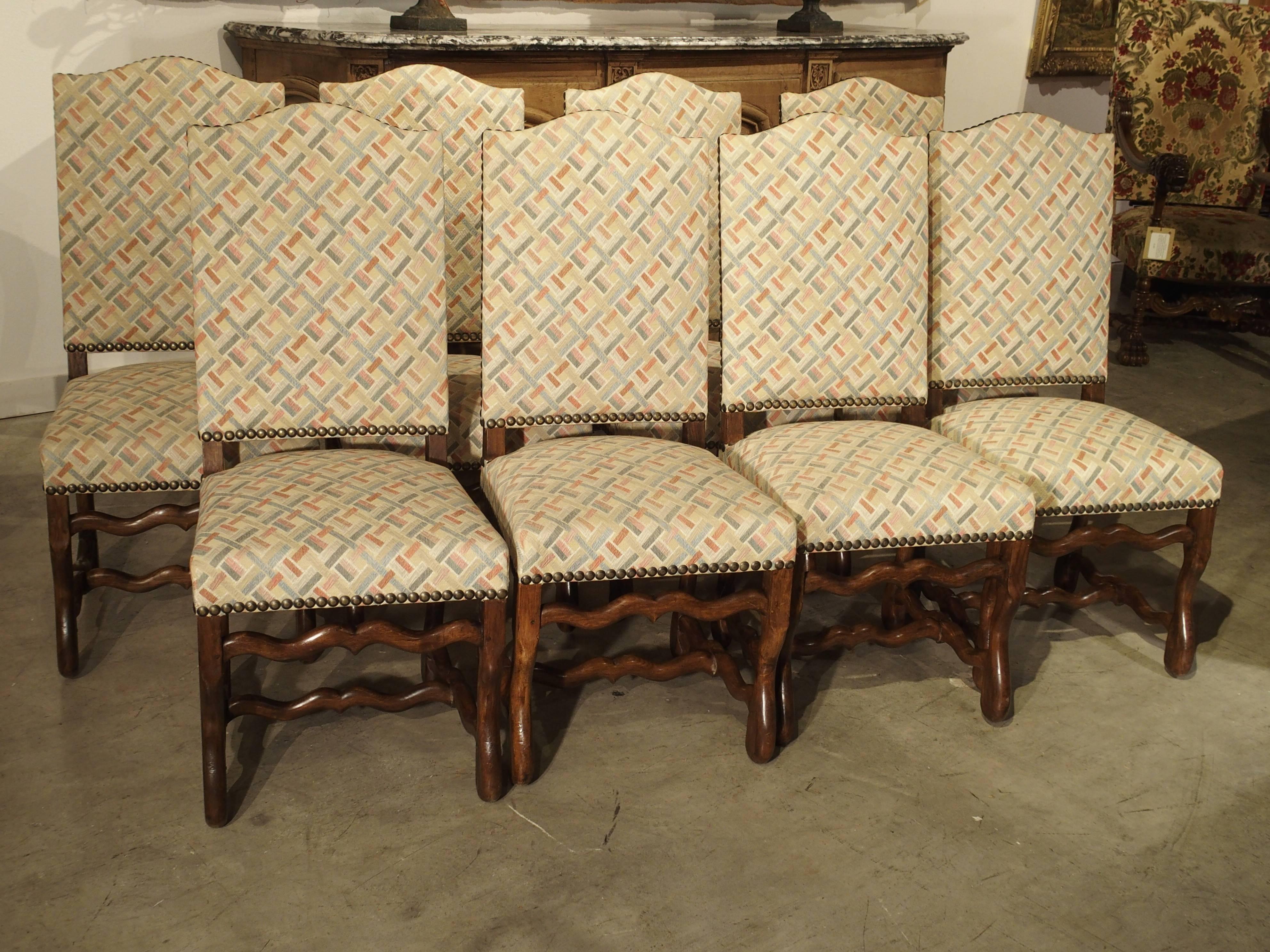 Set of Eight Early 1900s French Oak Os De Mouton Dining Chairs 2