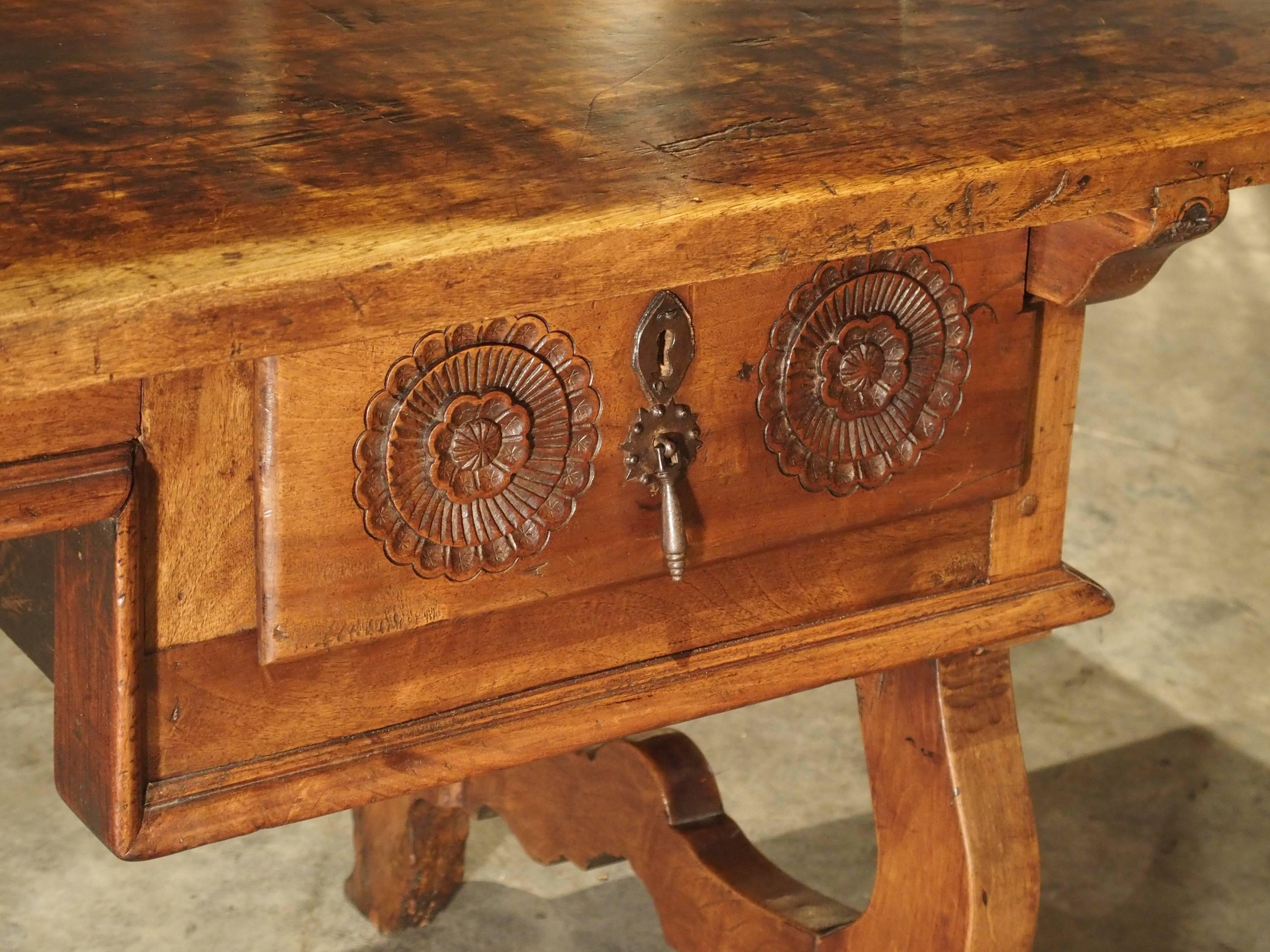 Hand-Carved 17th Century Catalan Walnut Wood Desk
