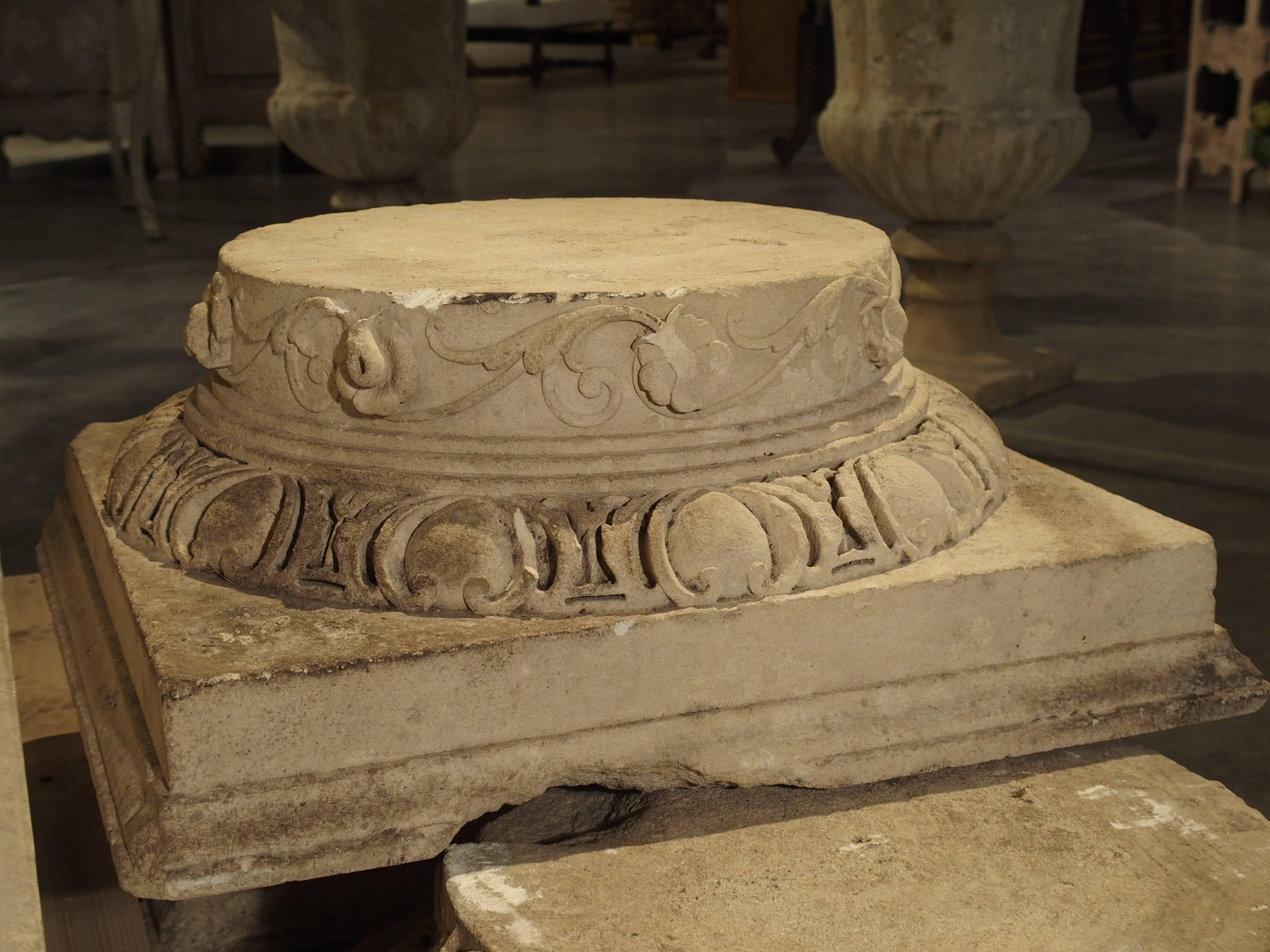 French Set of Three Carved Stone Capitals from France, Near Beauvais, Early 1800s